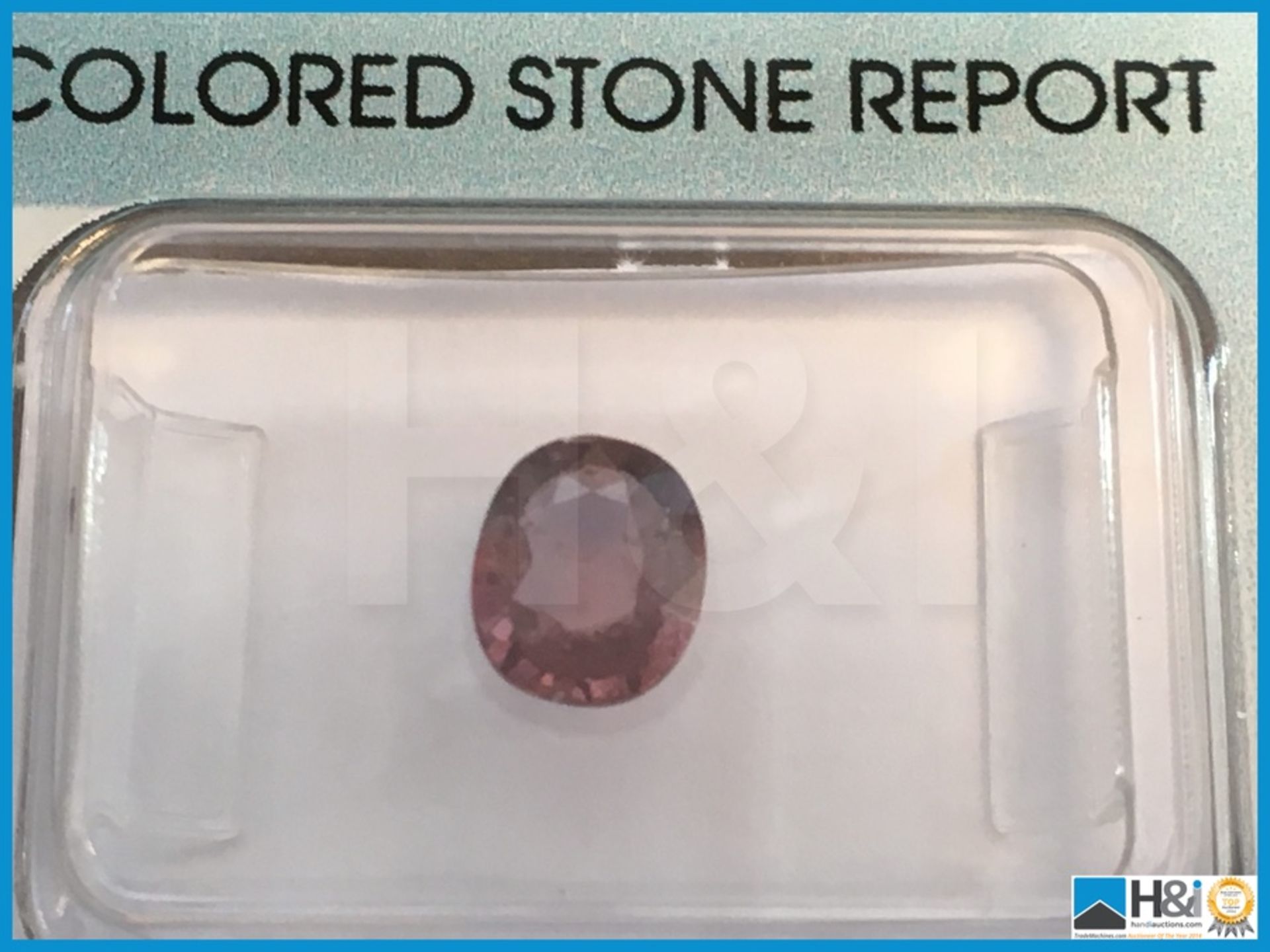 0.83ct Natural Colour Change Sapphire, Daylight, Orangy Pinkish, Artificial Light, Purple. Oval - Image 2 of 4