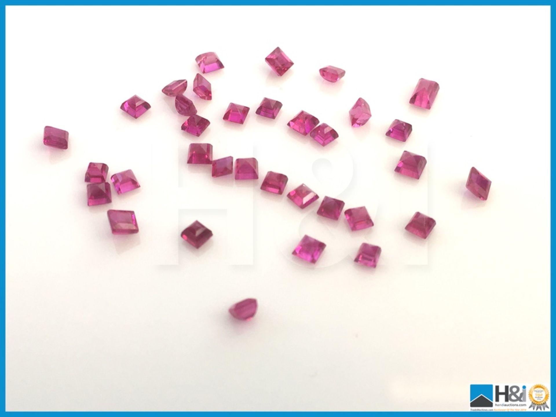 4.1ct Natural Rubies. Collection of 20+ Square cut red Rubies . Certification: None Appraisal: