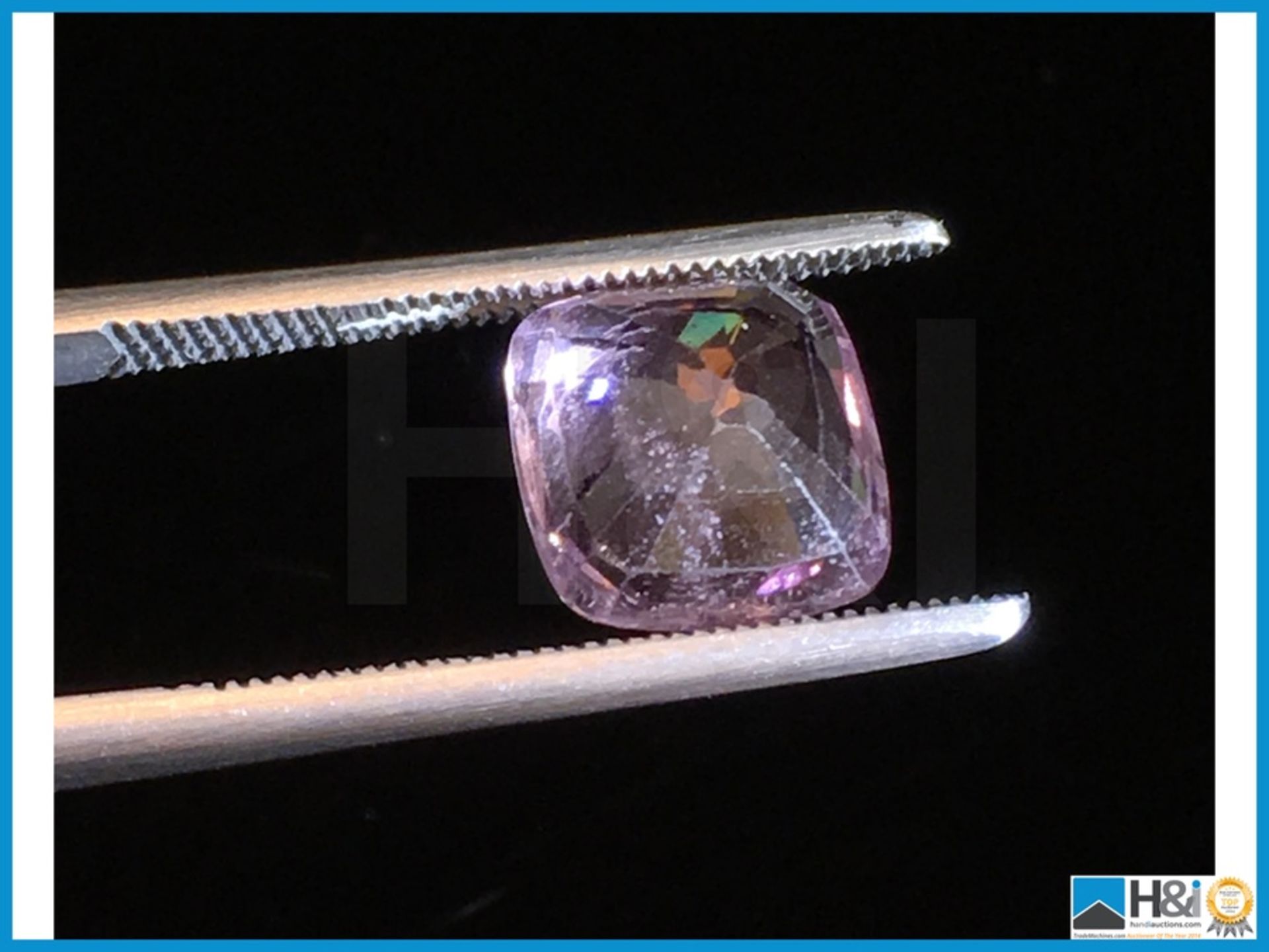 4.21ct Natural Spinel, Square Cushion Mixed Cut in Light Orangy Pink, Transparent with IGI - Image 3 of 6