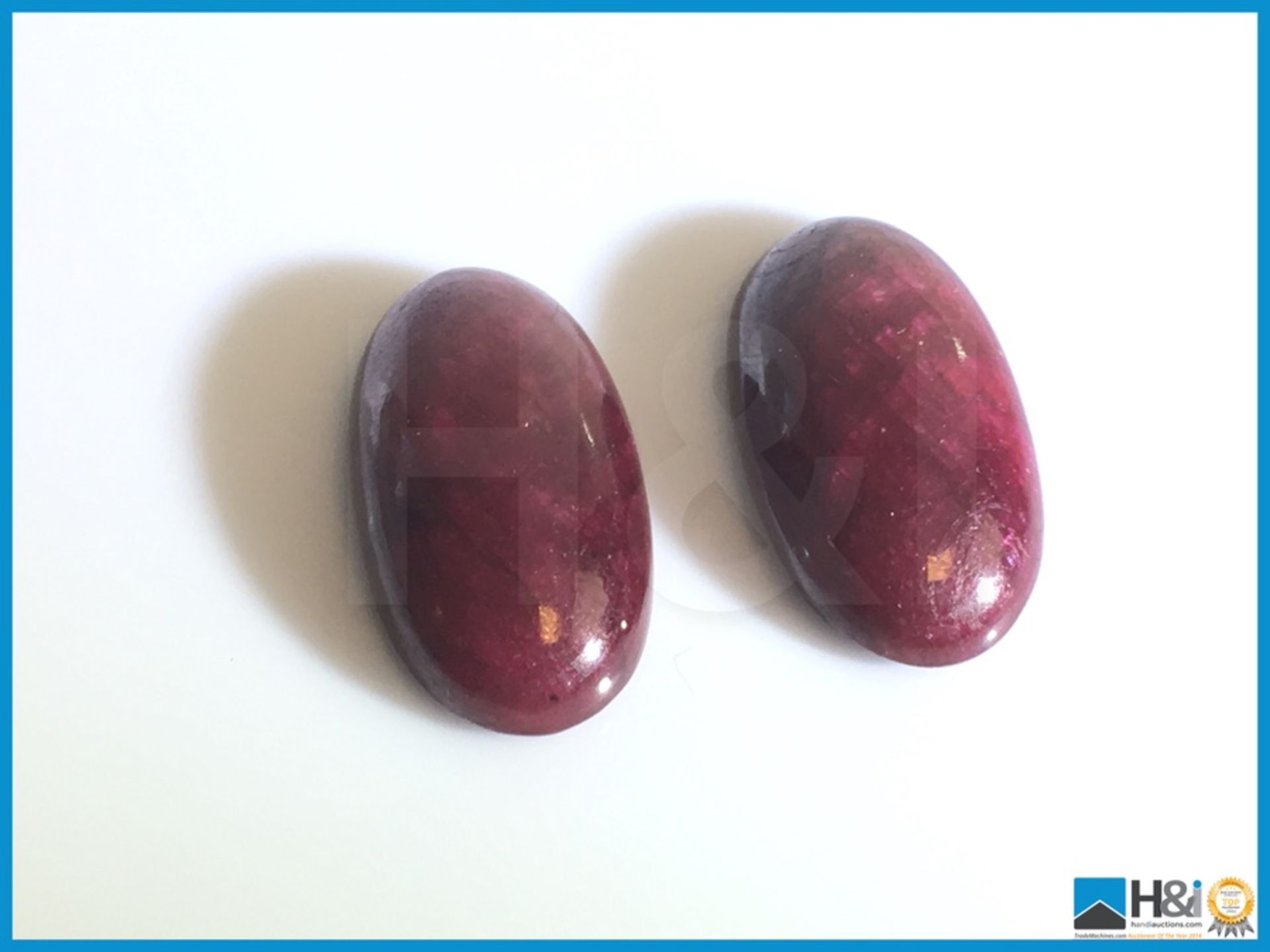 36.30ct Pair of Red Natural Rubies. Oval Cut. Opaque 17.18x12.77x5.90mm. Certification: EGL