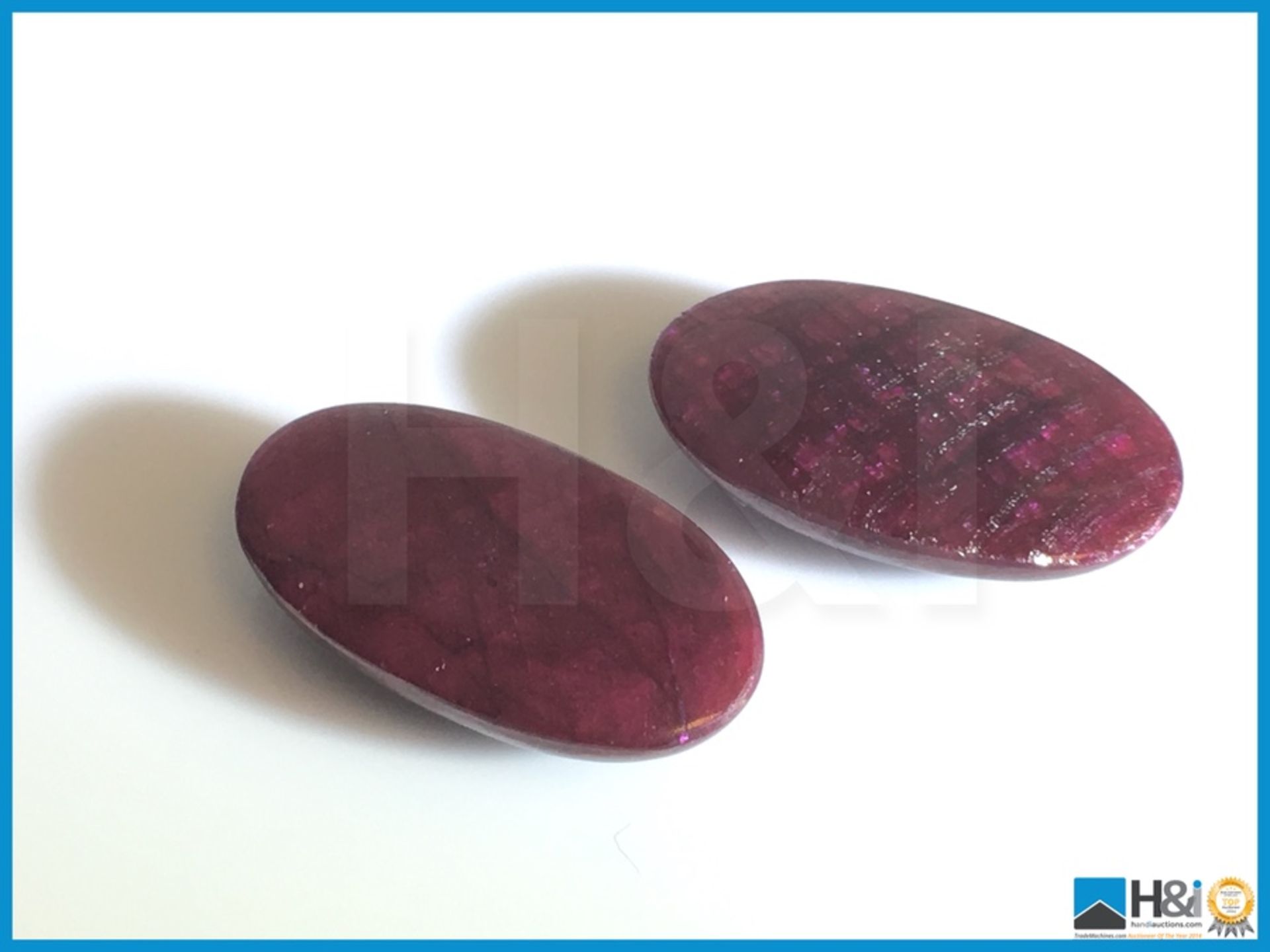 36.30ct Pair of Red Natural Rubies. Oval Cut. Opaque 17.18x12.77x5.90mm. Certification: EGL - Image 2 of 3