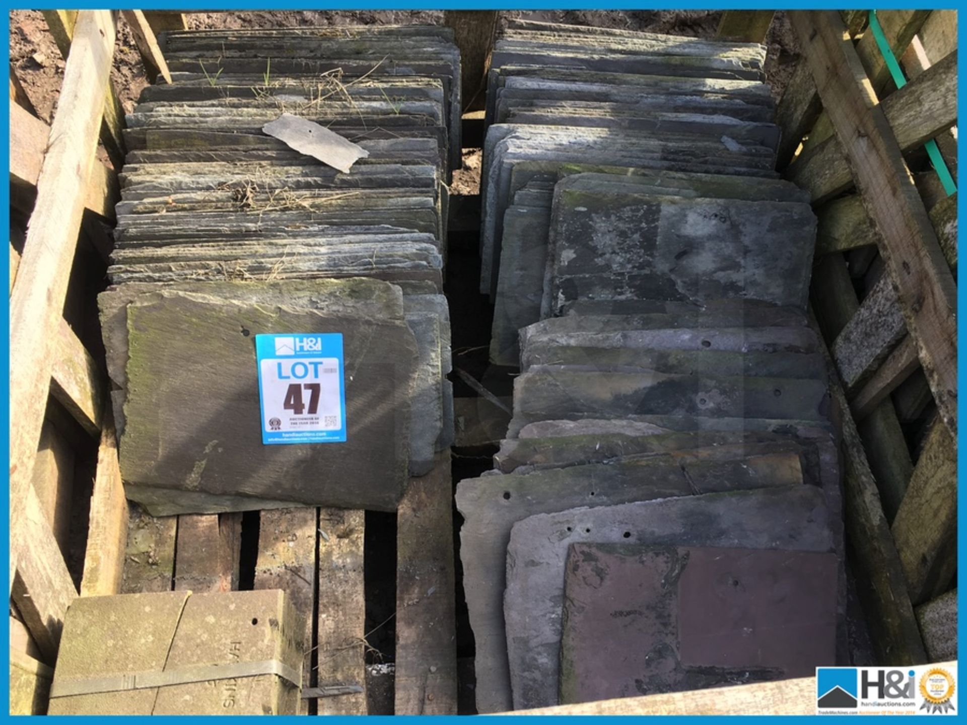 Pallet of reclaimed roof slates. Appraisal: Viewing Essential Serial No: NA Location: Hoyland
