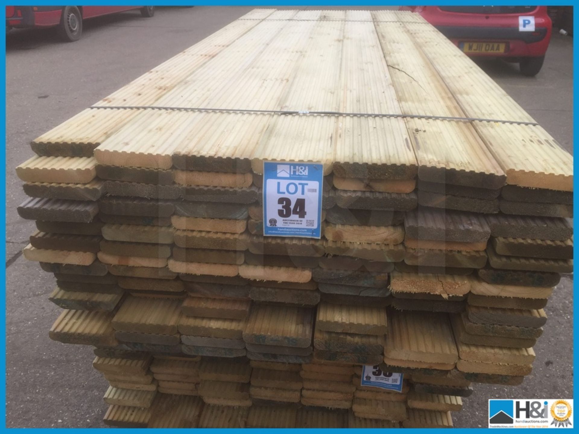 Approx 105 no. DECKING BOARDS. Size: 32x150. Length: 2100 - 2400mm Appraisal: Viewing Essential