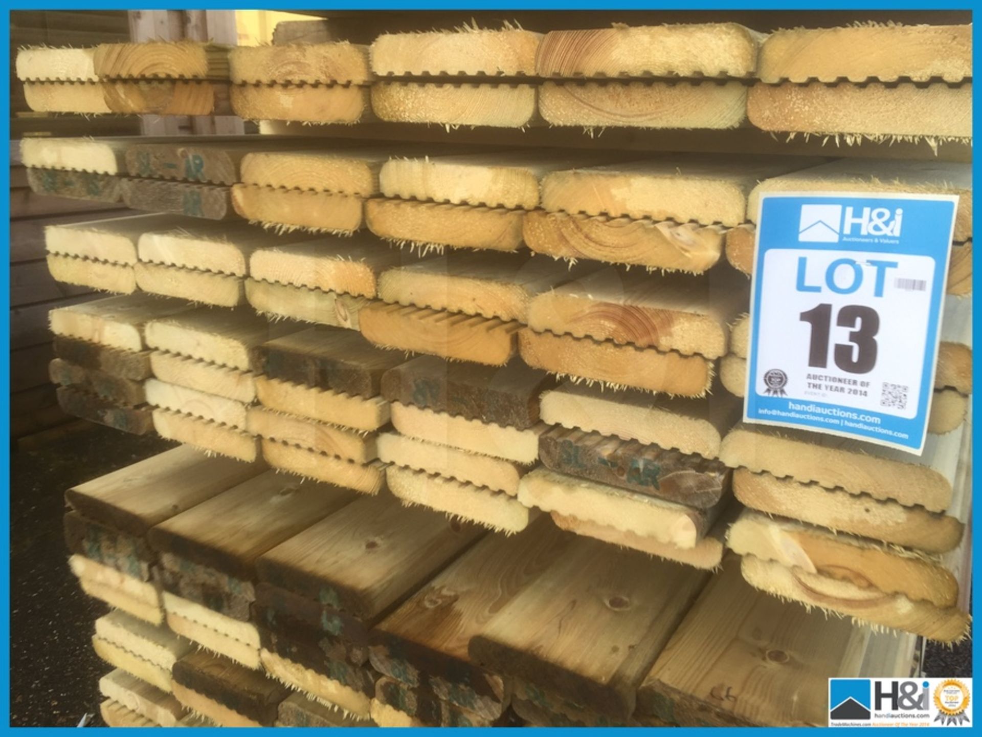 Approx 60 no. DECKING BOARDS. Size: 32x150. Length: 2372mm Appraisal: Viewing Essential Serial No: