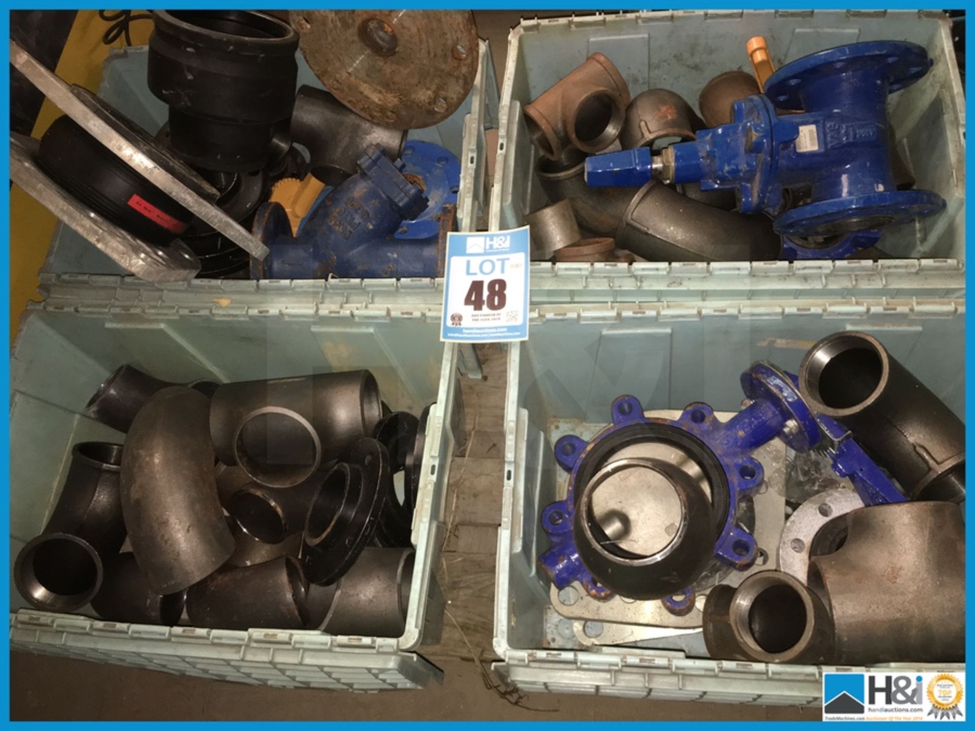 Job lot of assorted large pipe fittings, joints, valves etc Appraisal: Viewing Essential Serial