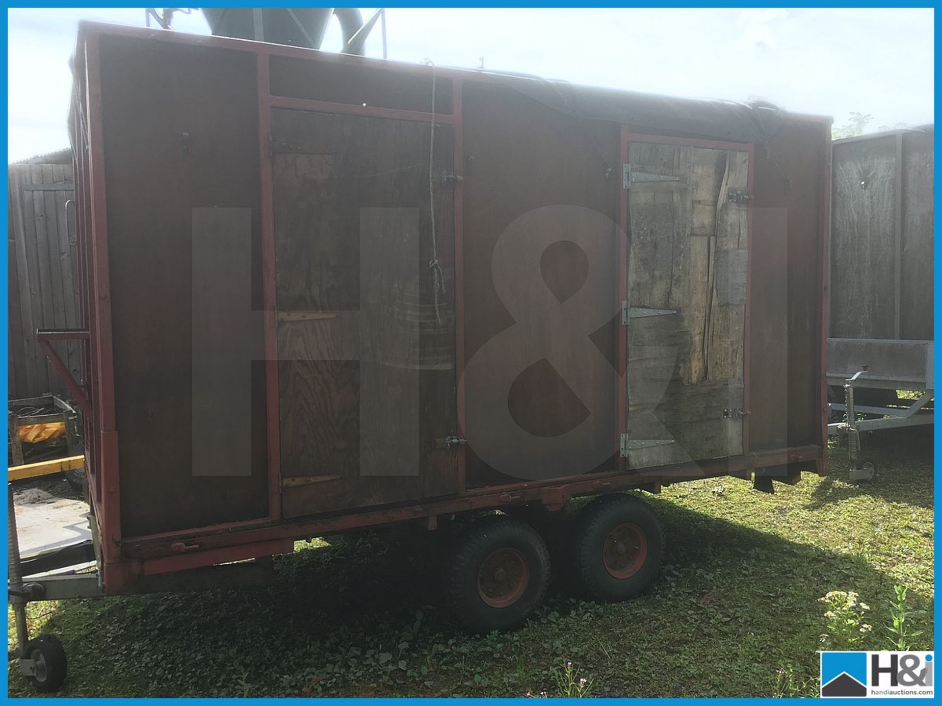 Metal frame double axle box trailer. Previously used for collecting wood shavings Appraisal: Viewing - Image 3 of 4