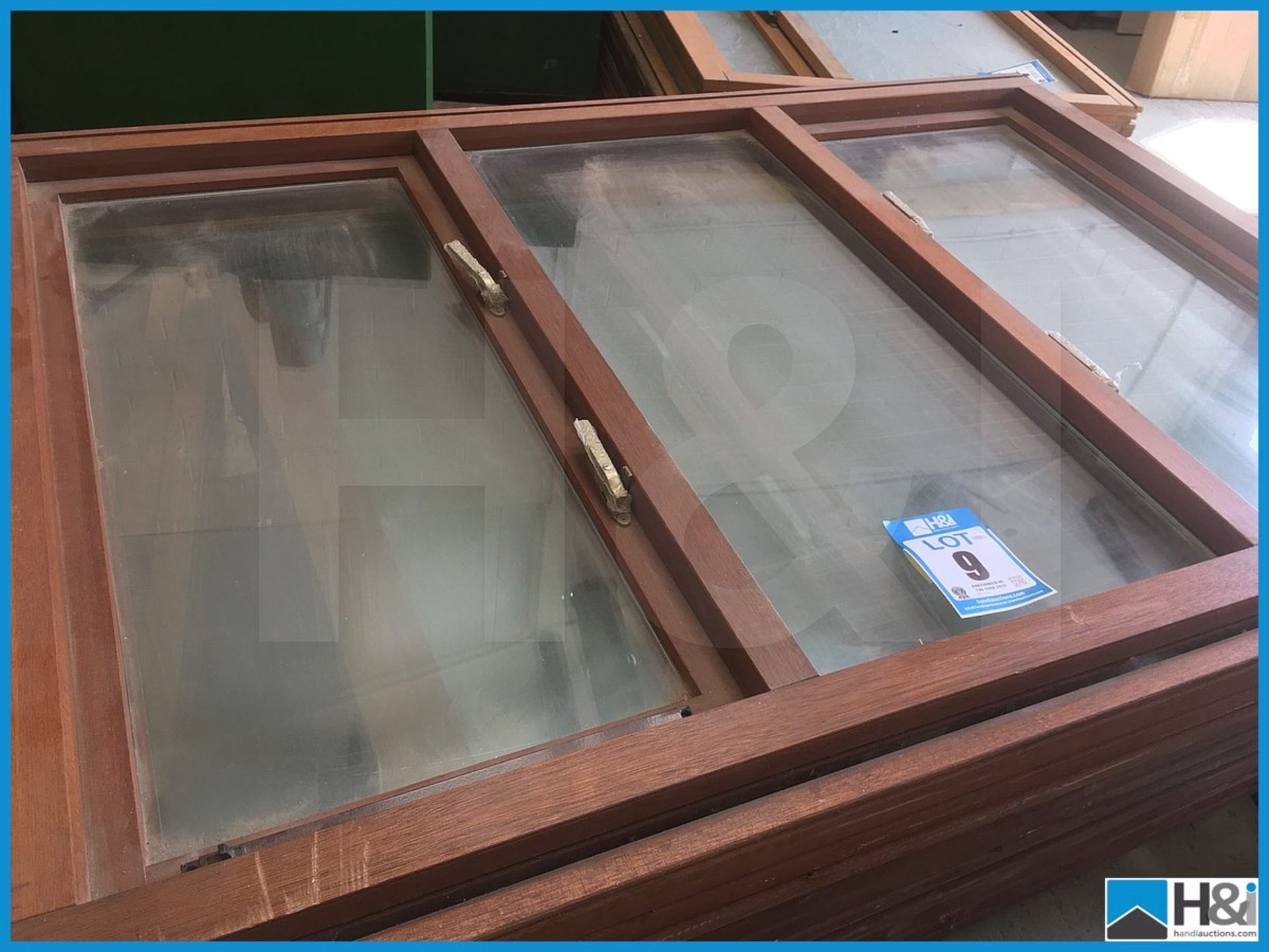 2 off large unused triple hardwood casement windows with stays. Approx 1200 x 1770. Dusty appearance - Image 2 of 2