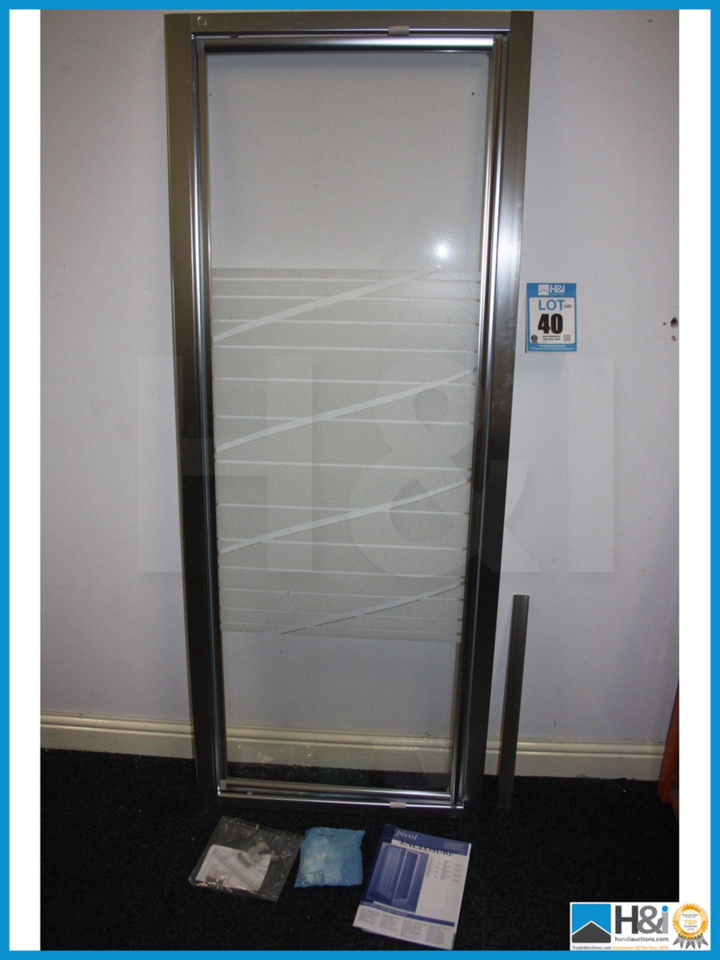 X 4 Framed pivot shower door silver frame 1800 x 700 mm new rr œ120. Appraisal: Viewing Essential