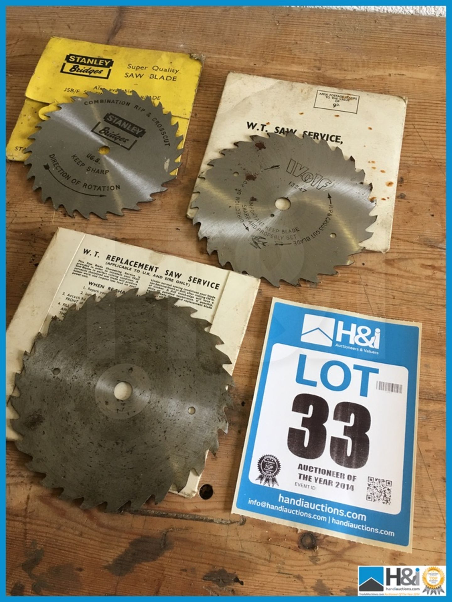 Three vintage saw blades unused. this lot can be shipped for £6.00 plus vat Appraisal: Viewing