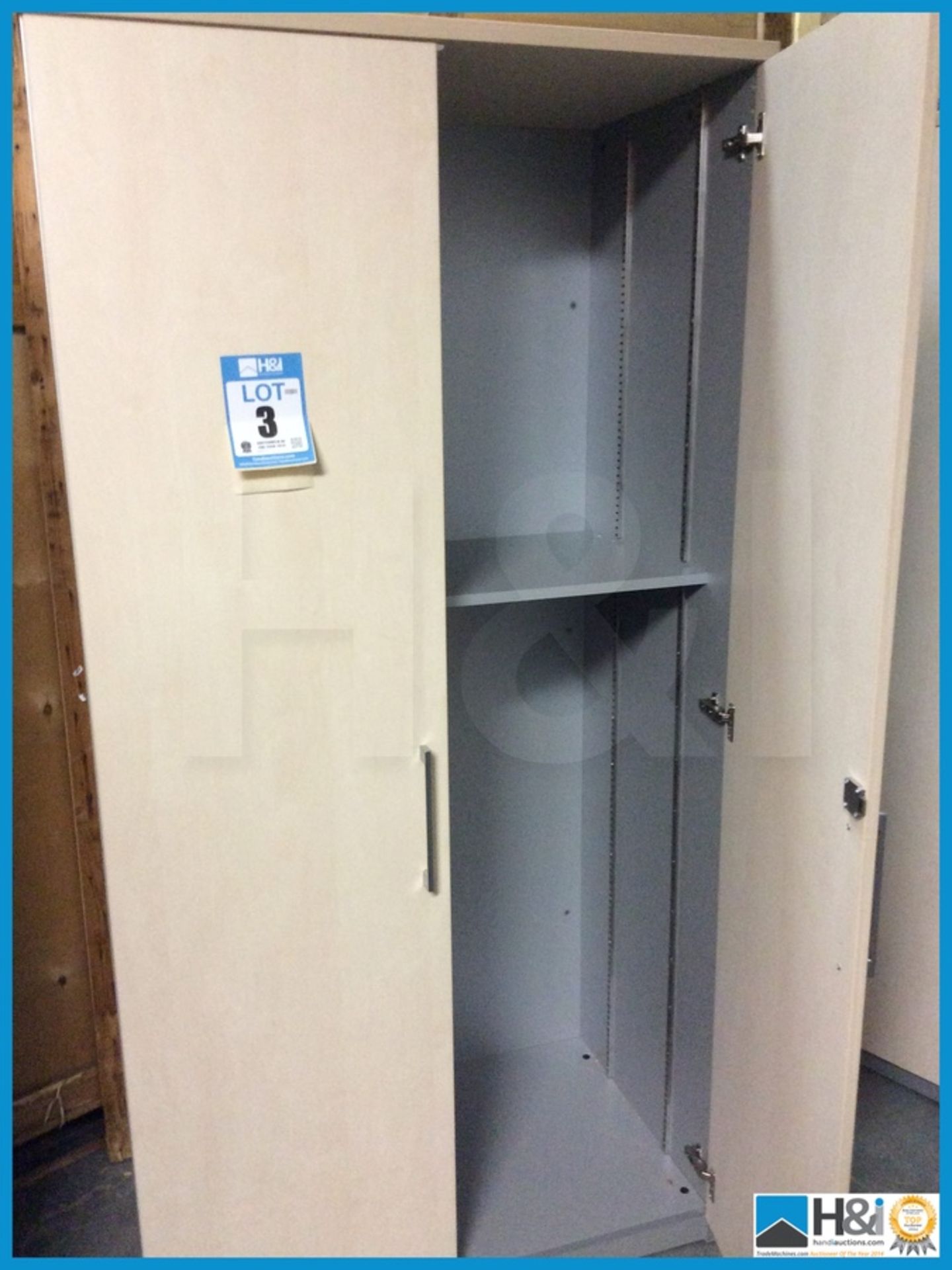 Storage Cabinet 2000mm H x 1000mm W X 600mm D Maple finish , two shelves, excellent condition - Image 2 of 2