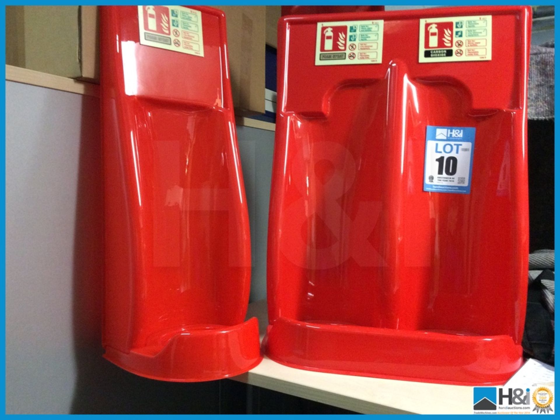 Fire extinguisher stands 4 off double, 2 off single - Image 2 of 3