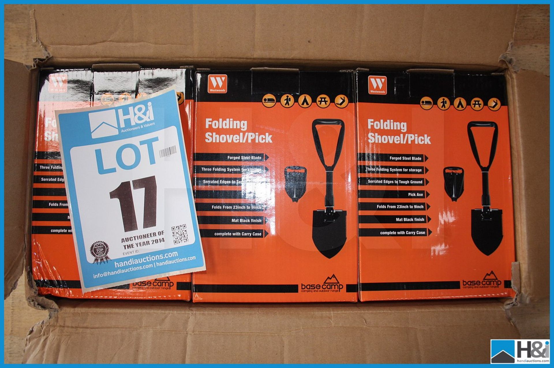 6 off Folding shovel and pick new and boxed Appraisal: Viewing Essential Serial No: NA Location: H&