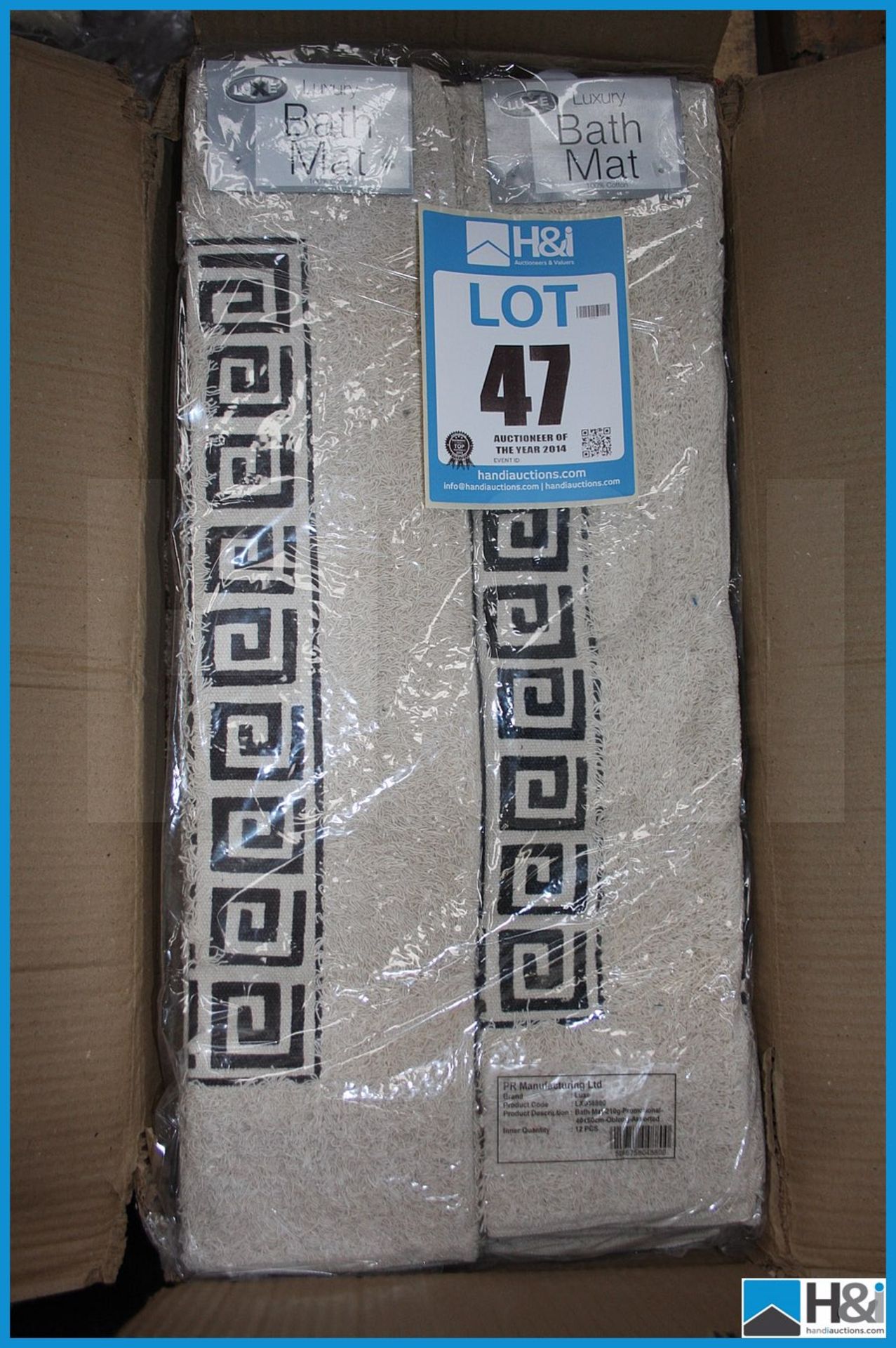 Box of luxury bath mats over 36 pcs ready for resale . Appraisal: Viewing Essential Serial No: NA
