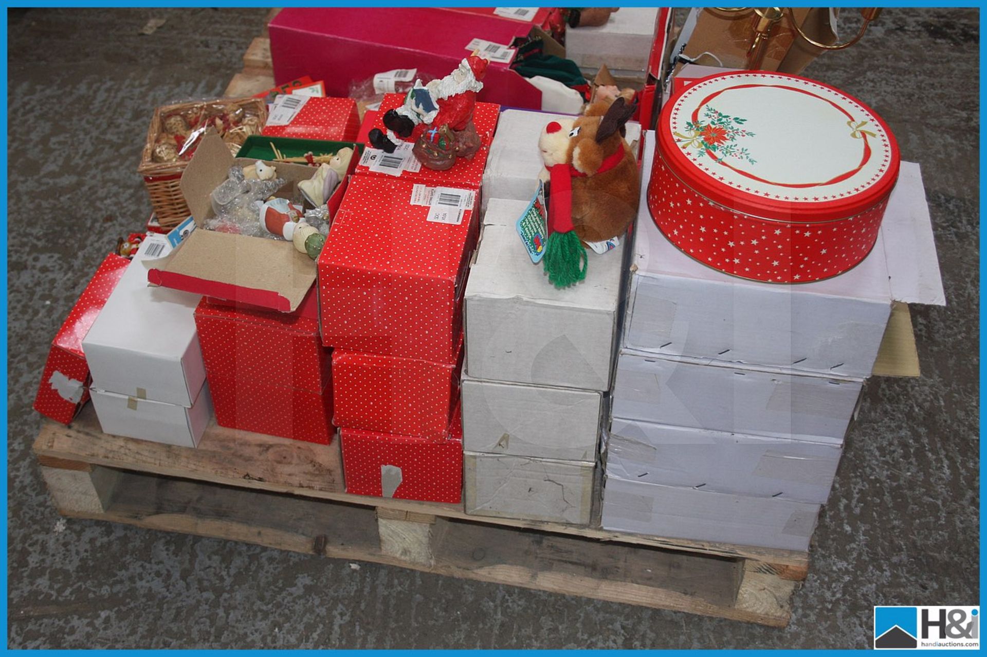 Mixed lot of christmas decorations large quantity inc rocking rudolf , cake tins, nativity sets - Image 5 of 6