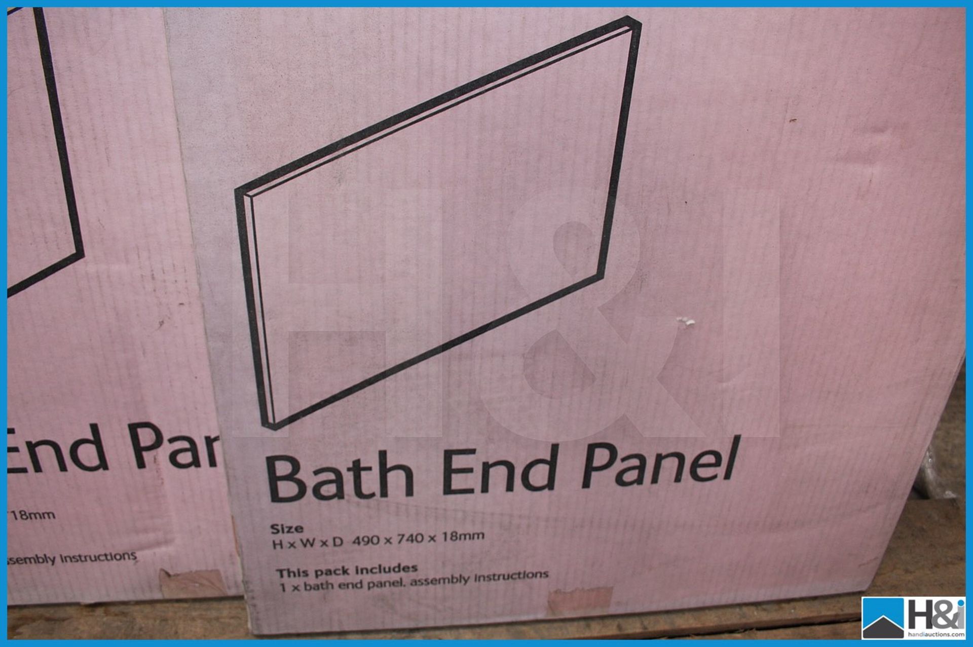 2 off B&Q bath end panel. One white, one light cherry 490mm x 740mm x18mm. Appraisal: Viewing - Image 2 of 4