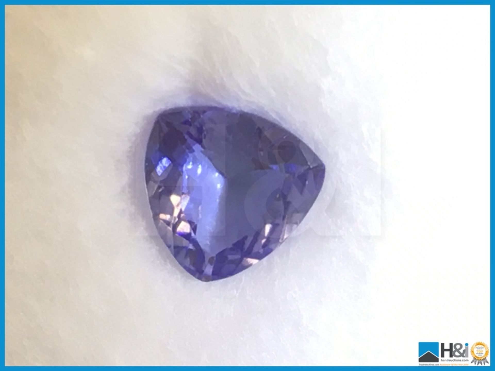 1.51ct Bluish Violet Natural Tanzanite. Trillion Cut, Transparent 7.85x7.83x3.79mm. Certification: