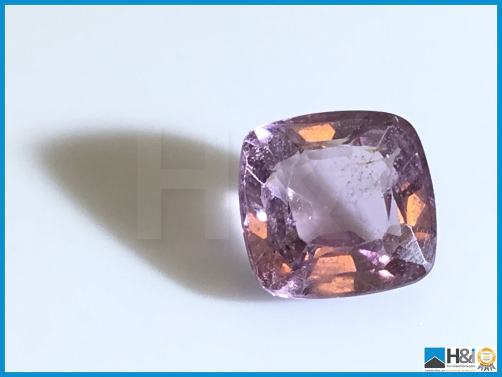4.21ct Natural Spinel, Square Cushion Mixed Cut in Light Orangy Pink, Transparent with IGI