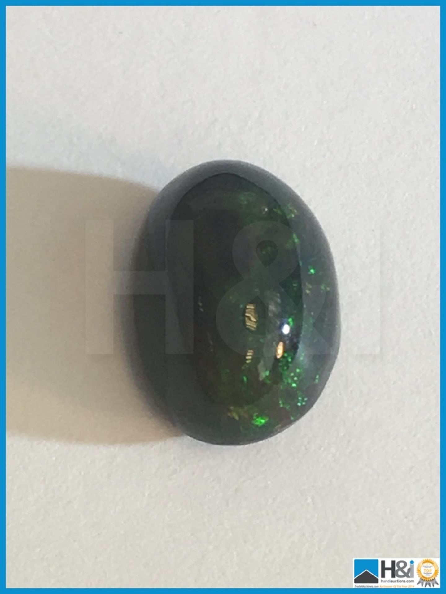 4.02ct Natural Opal. Oval Cabochon in Black with play of colours. Size: 12.65x9.08x7.40mm. - Image 2 of 3