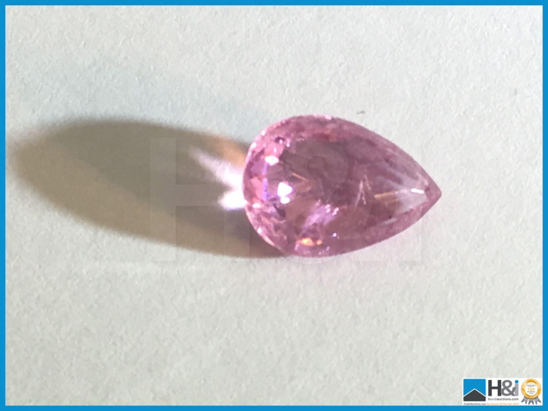 1.68ct Natural Rubelite. Pear cut in pink. Size: 9.22x6.45x4.52mm. Certification: None Appraisal: - Image 2 of 4