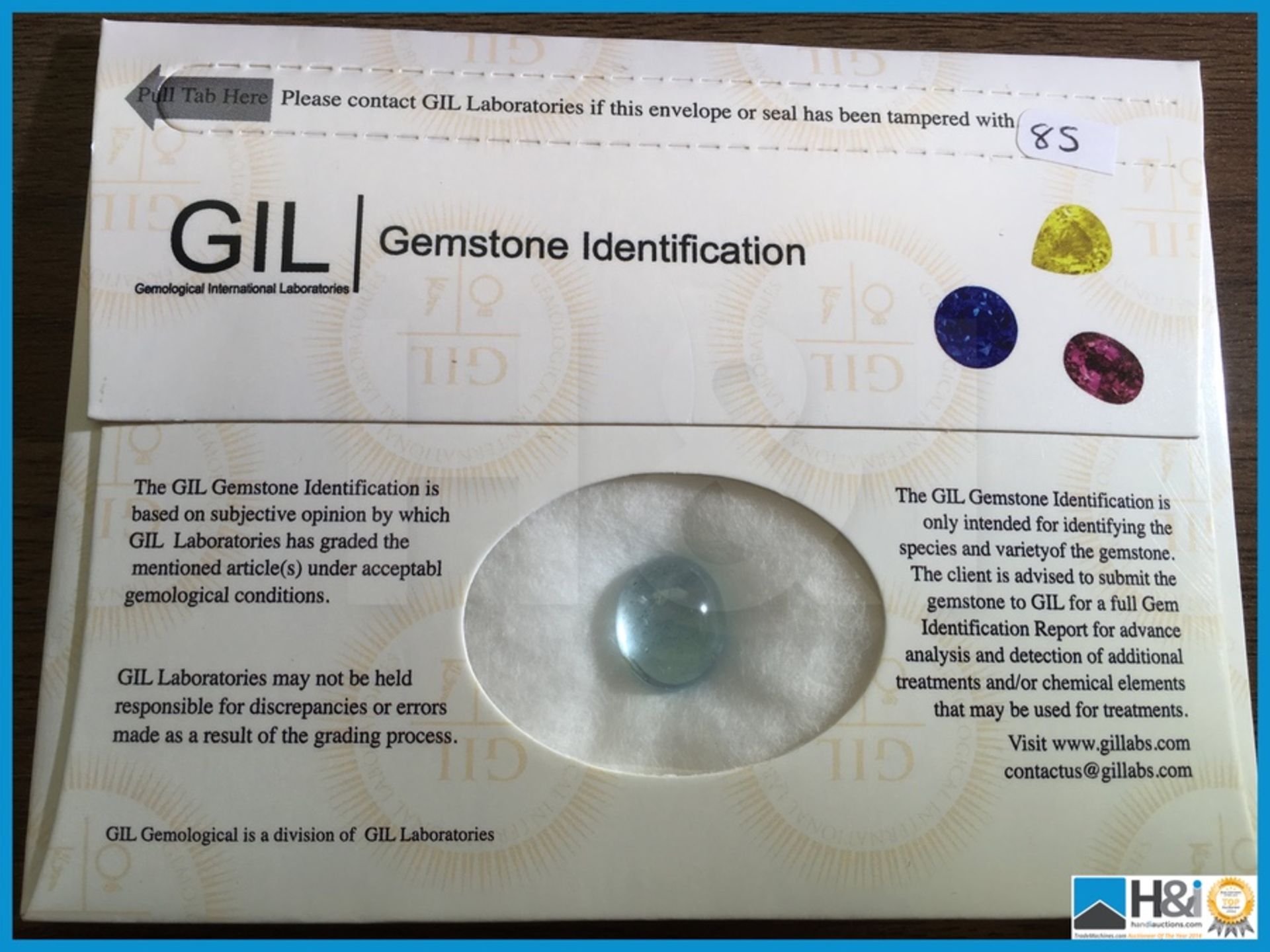 7.70ct Natural Blue Beryl. Oval Cabochon, Transparent 13.65x11.33x6.69mm. Certification: GIL