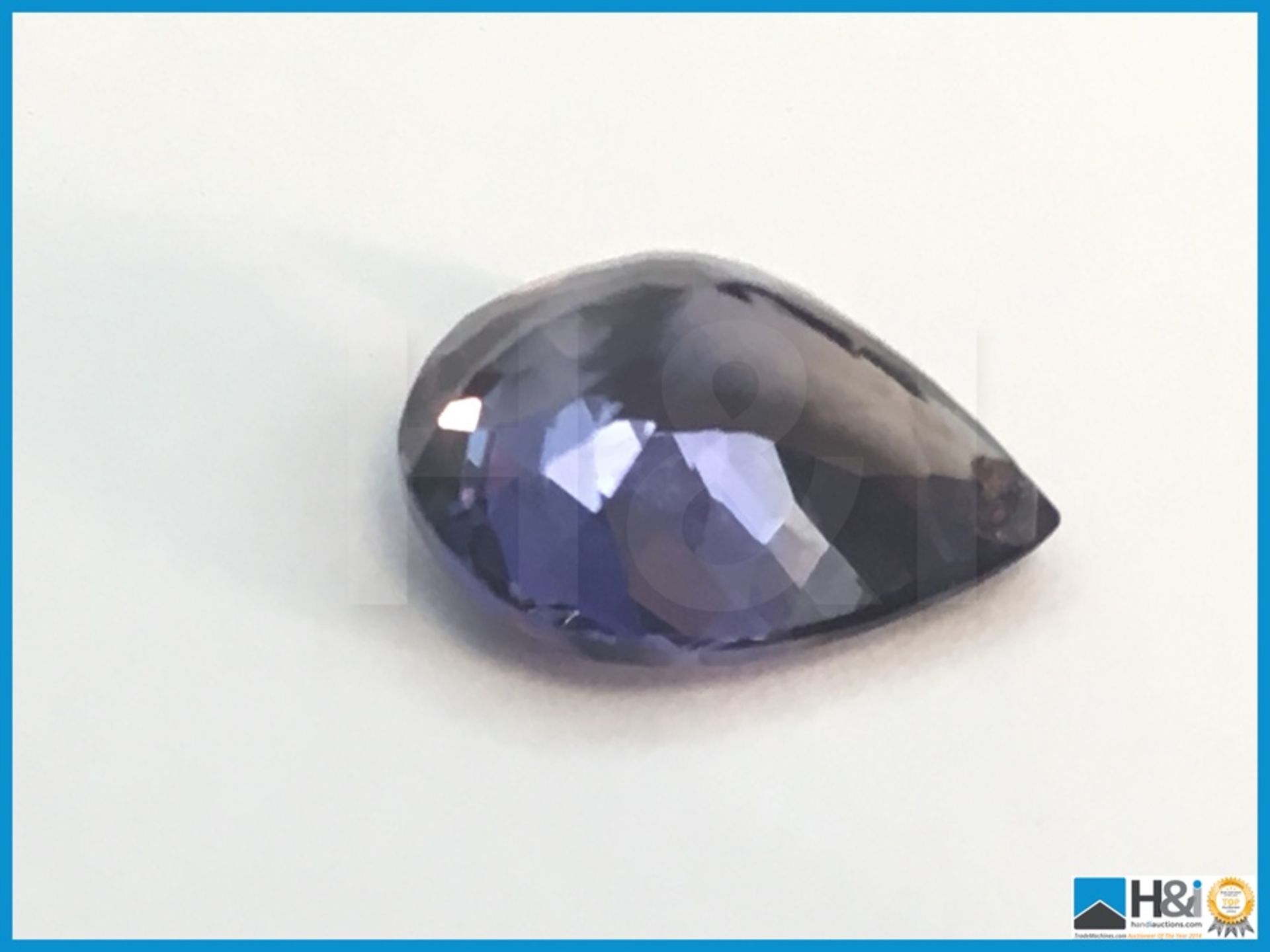 3.28ct Natural Tanzanite. Pear fancy cut in intense bluish violet. Transparent with IGI Certificate. - Bild 3 aus 4