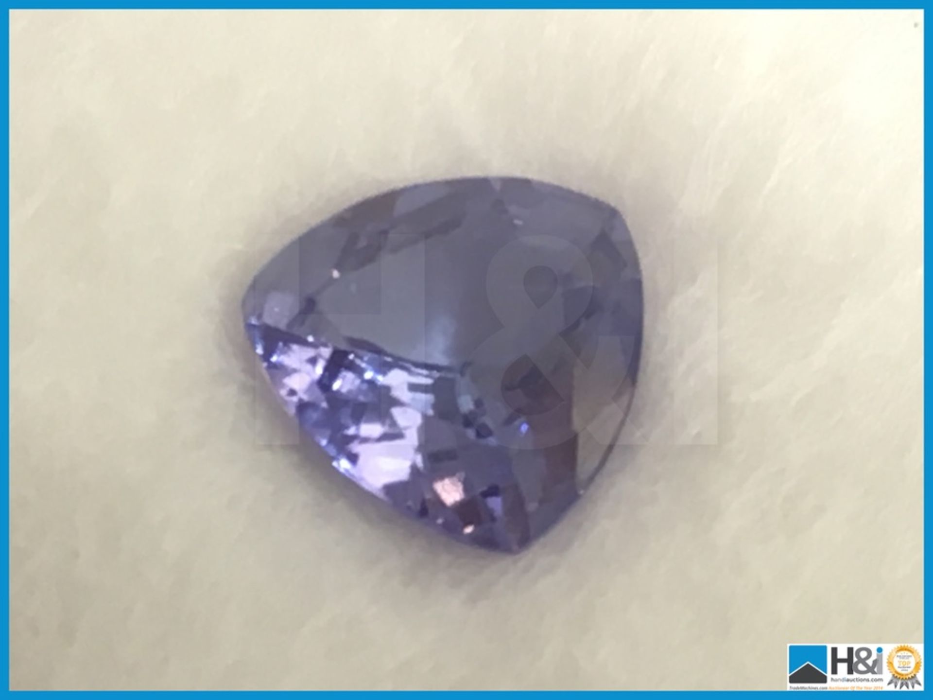 1.51ct Bluish Violet Natural Tanzanite. Trillion Cut, Transparent 7.85x7.83x3.79mm. Certification: - Image 2 of 4