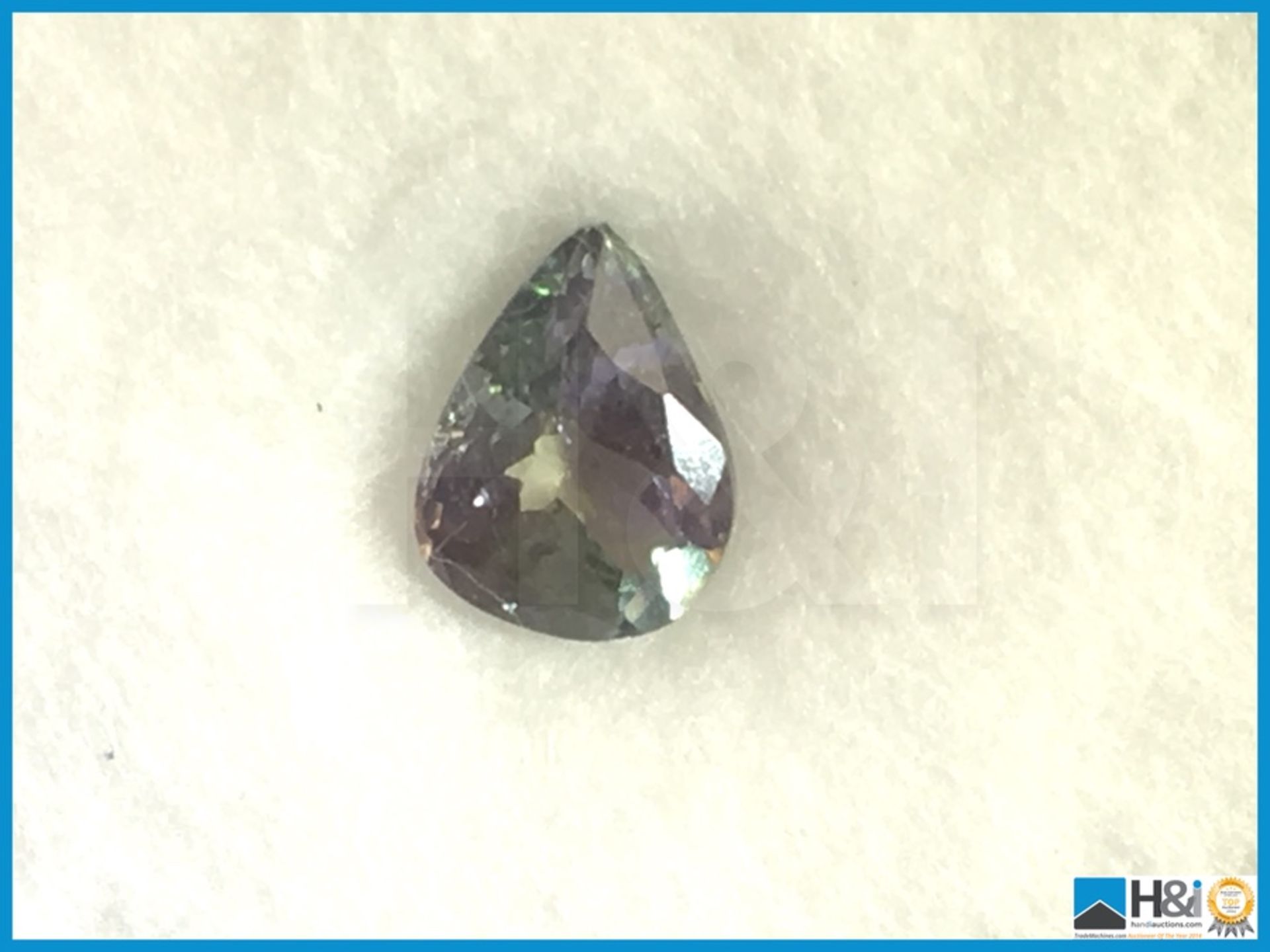 1.28ct Natural Bluish Violet Tanzanite. Pear Facetted Cut. Transparent 8.22x6.27x3.76mm.