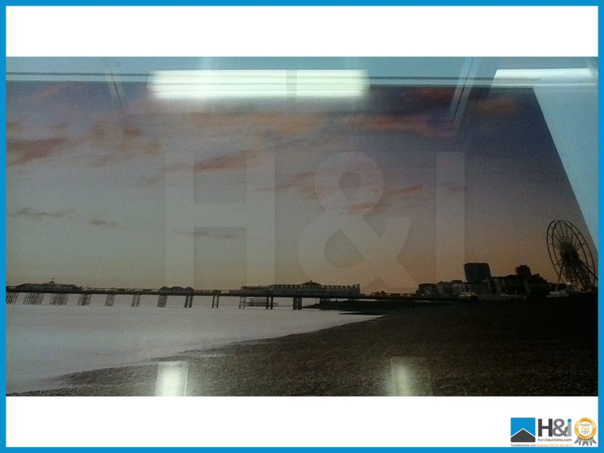 NEW DESIGNER MODERN SILVER METALIC FINISH FRAME DISPLAYING A LANDSCAPE OF A WATER FRONT - Image 3 of 3