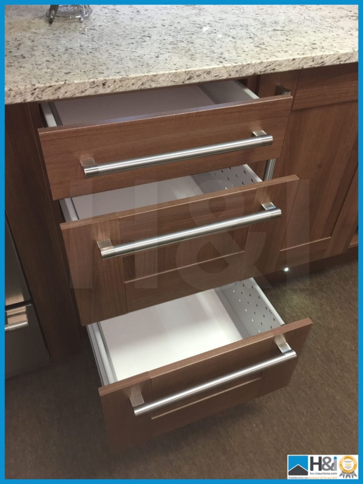 Stunning American black walnut finish display kitchen with integrated LED lighting and - Image 5 of 13