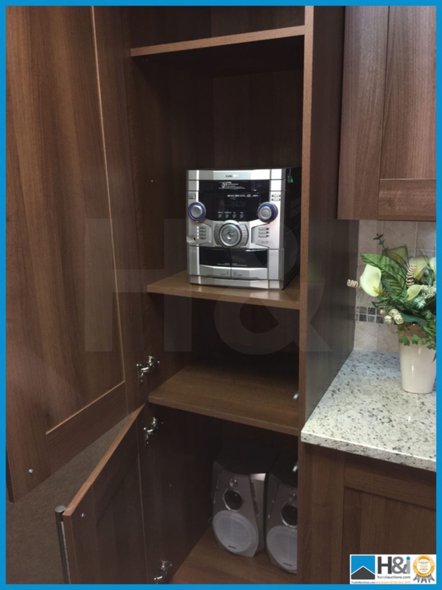 Stunning American black walnut finish display kitchen with integrated LED lighting and - Image 10 of 13