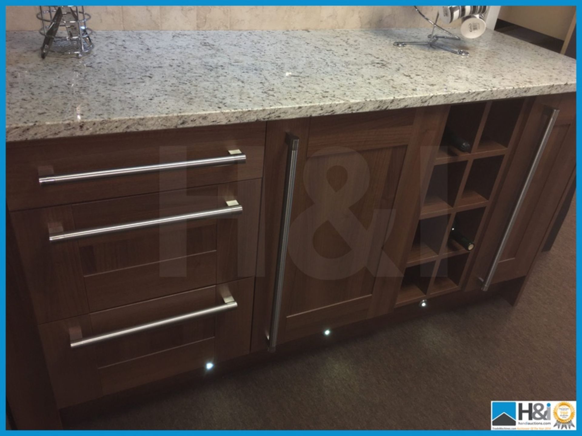 Stunning American black walnut finish display kitchen with integrated LED lighting and - Image 4 of 13