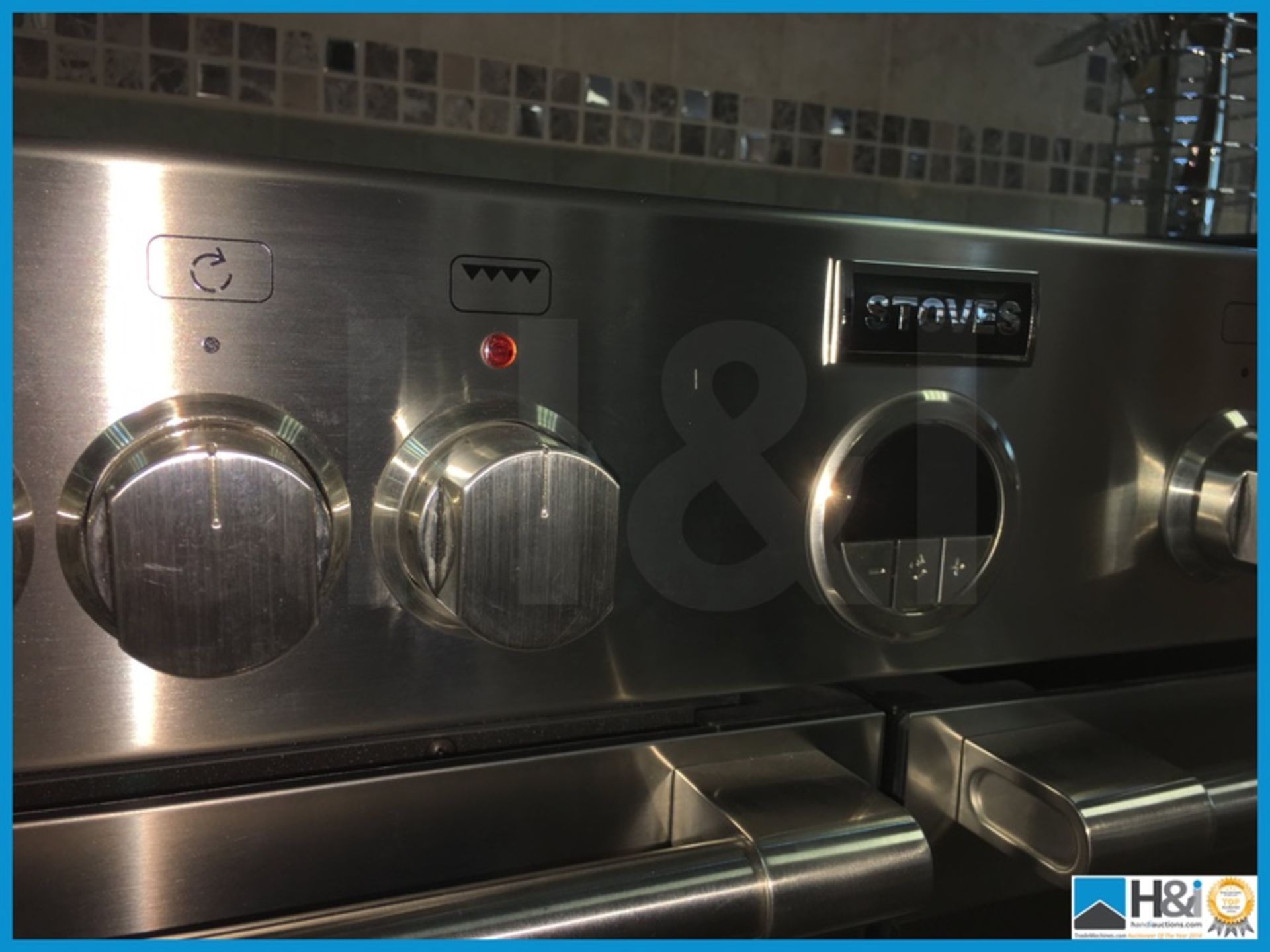 Stoves stainless steel double oven 800 wide with 5 gas burners and lower pan storage. Also - Image 6 of 7
