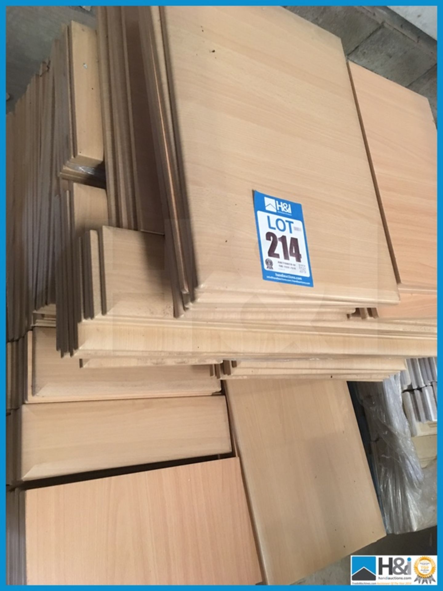 Quantity of mixed sizes beech effect doors. Appraisal: Excellent Serial No: NA Location: West