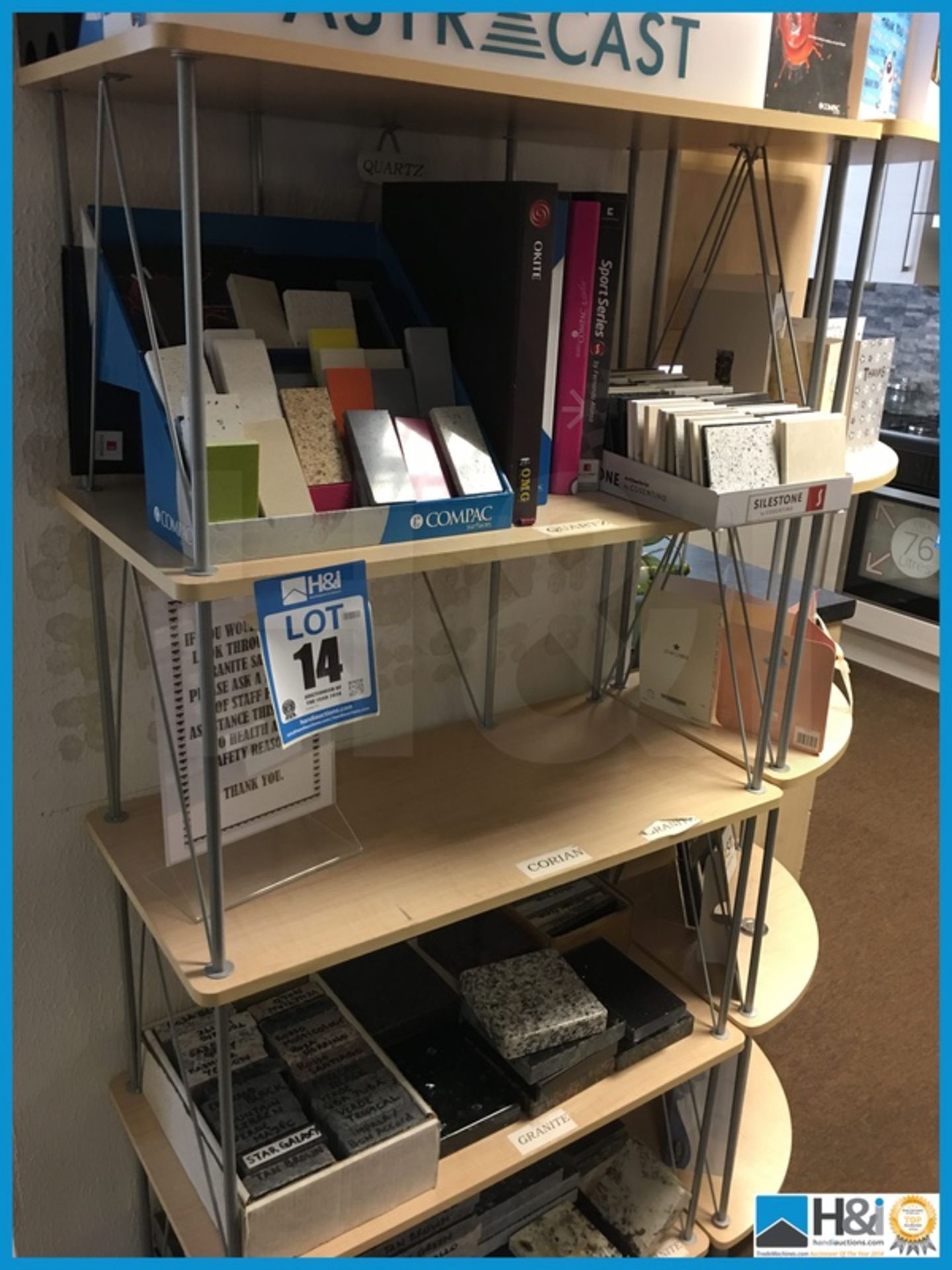 Metal framed shelf unit with corner return in good condition. Excludes contents Appraisal: Excellent - Image 2 of 3