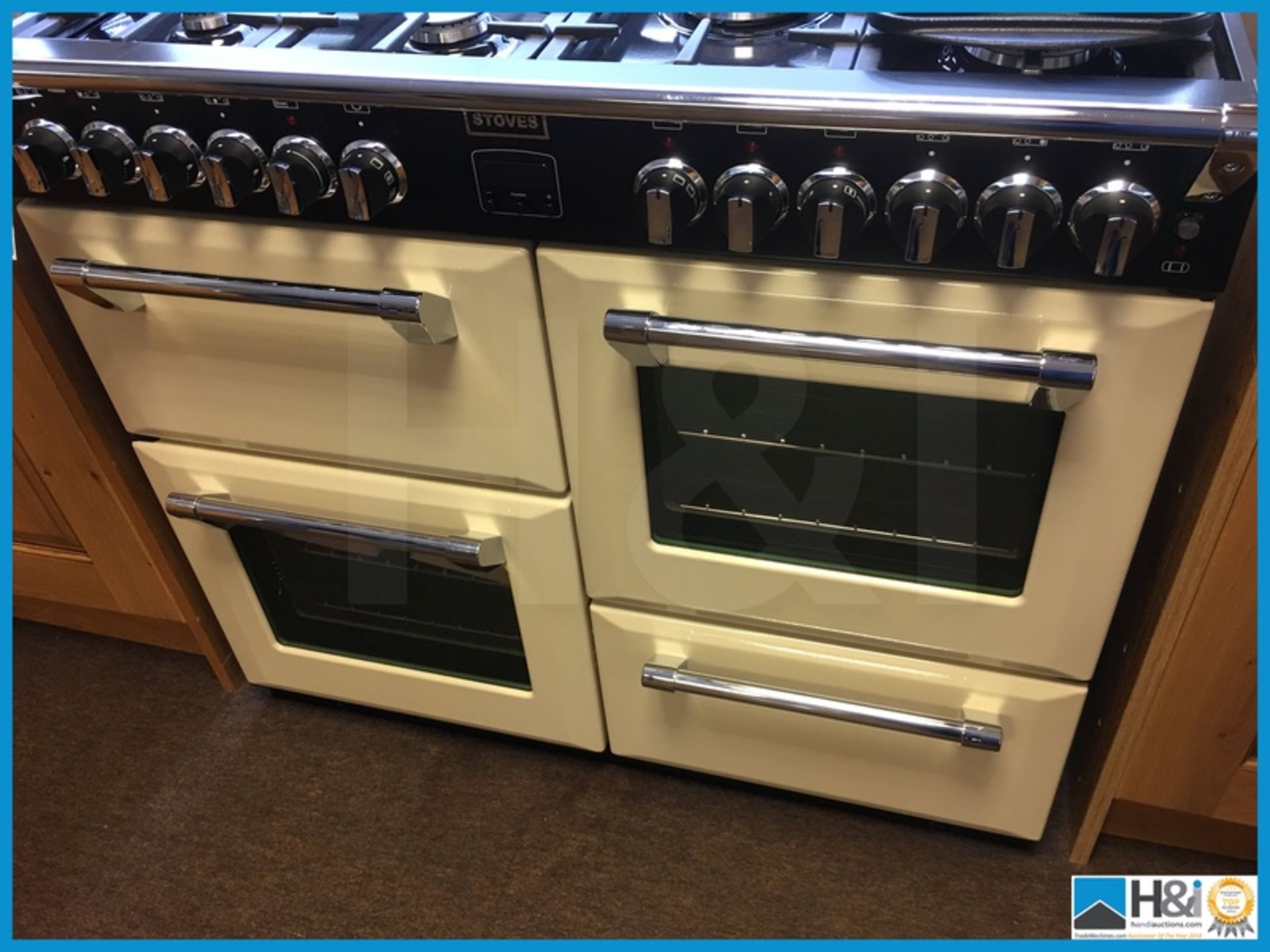 Stoves 1000mm wide double gas / electric oven with 7 gas rings and griddle. New and unused - Image 4 of 9