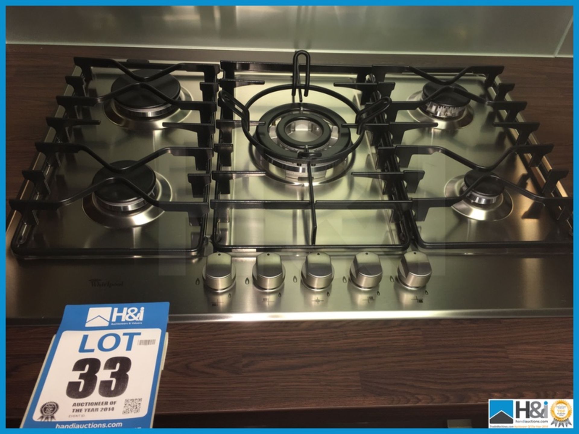 Whirlpool 5 ring stainless steel hob 730x500. New and used Appraisal: Excellent Serial No: NA