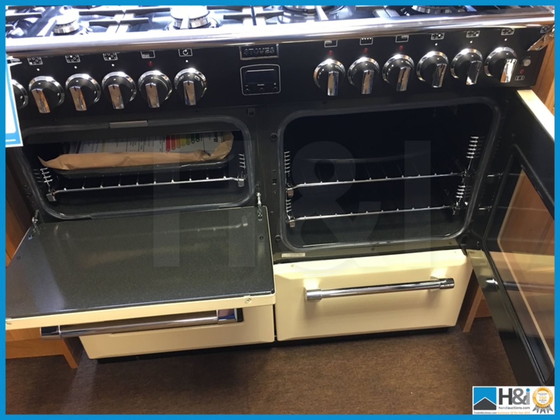 Stoves 1000mm wide double gas / electric oven with 7 gas rings and griddle. New and unused - Image 5 of 9