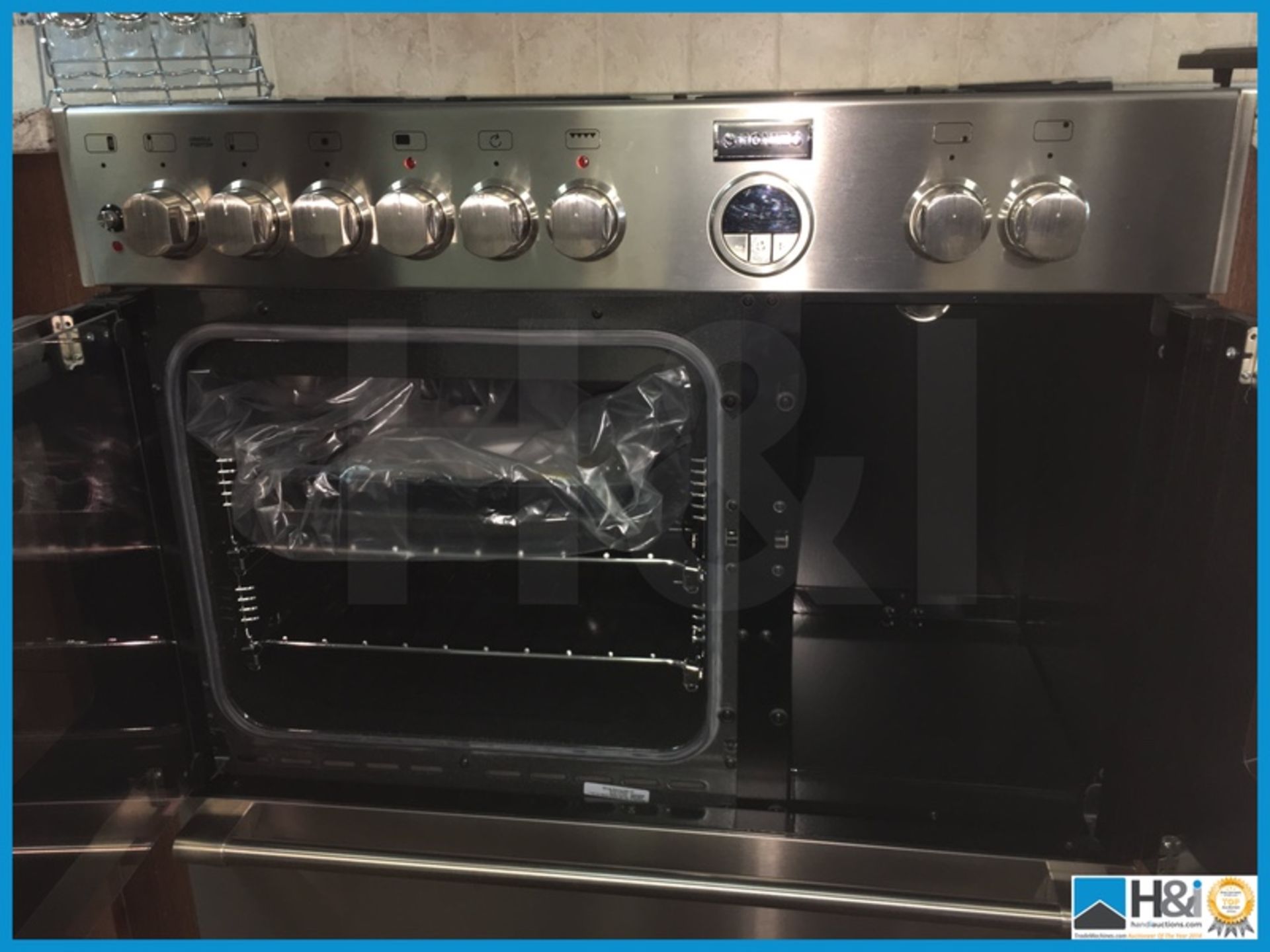 Stoves stainless steel double oven 800 wide with 5 gas burners and lower pan storage. Also - Image 4 of 7