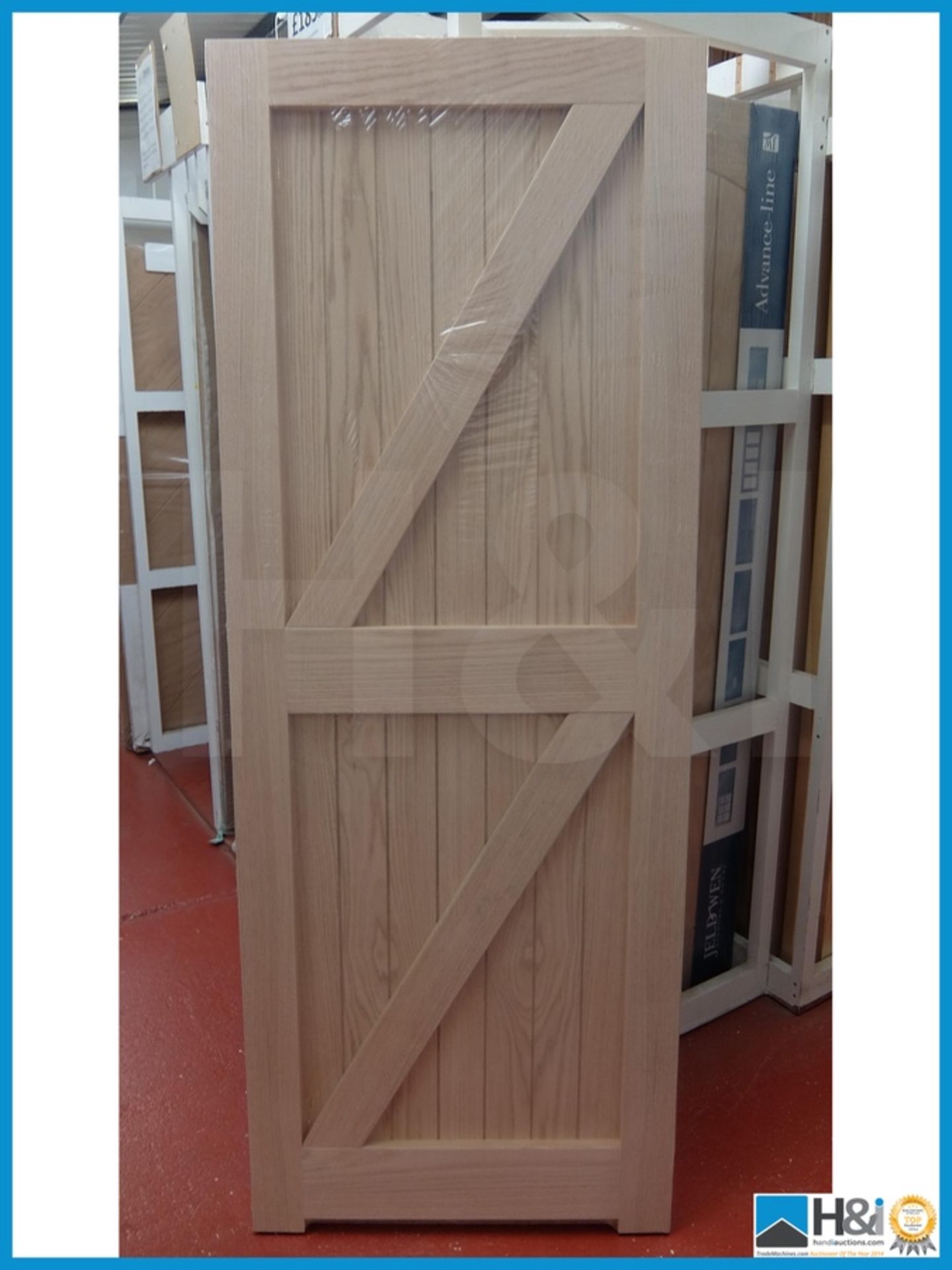 78x33" Oak Frame, ledged and Braced Internal door. 35mm thick. Appraisal: Viewing Essential Serial - Image 2 of 2