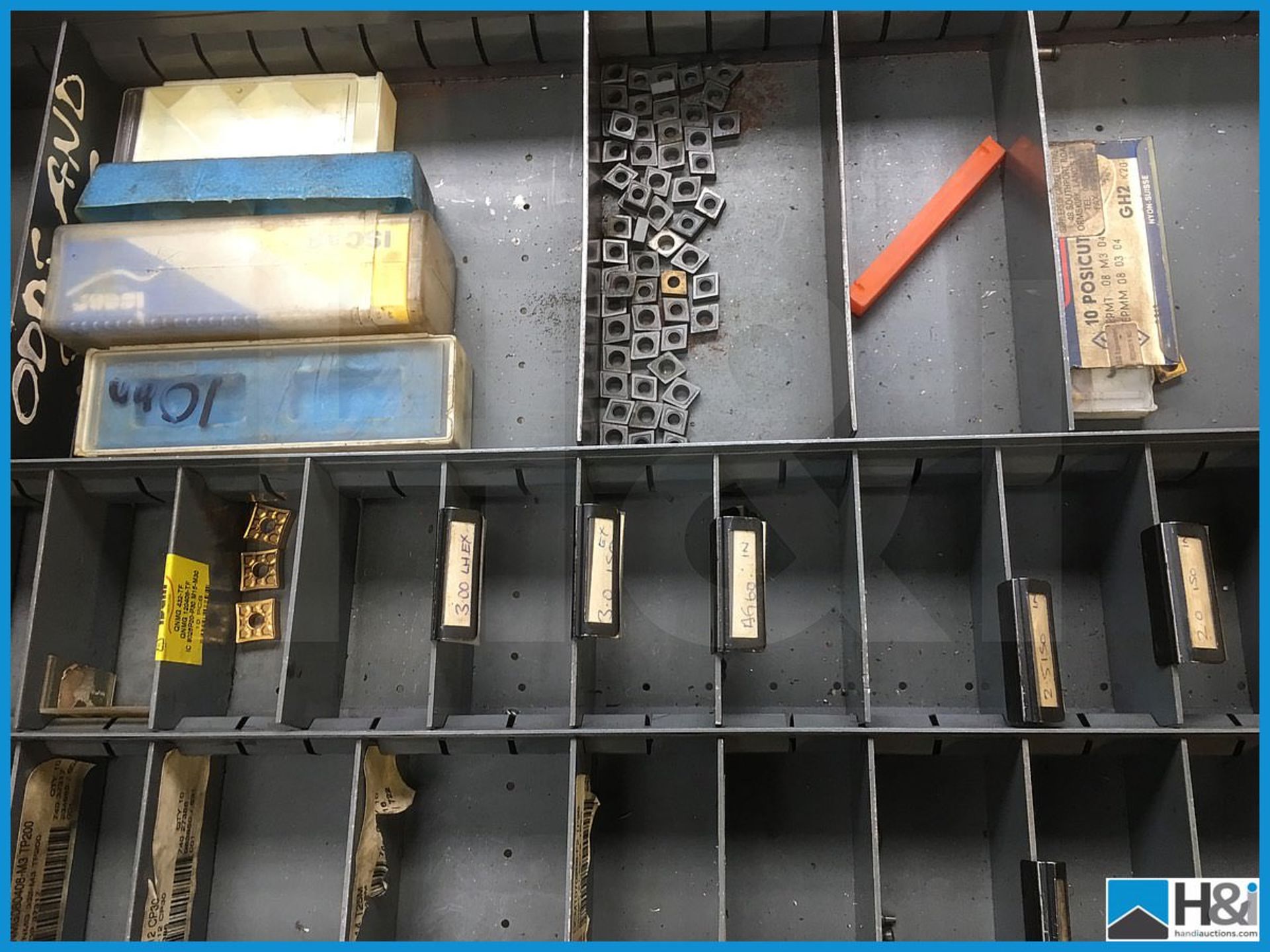 Quantity of carbide cutting tips. Drawers not included Appraisal: Viewing Advised Serial No: NA - Image 4 of 4