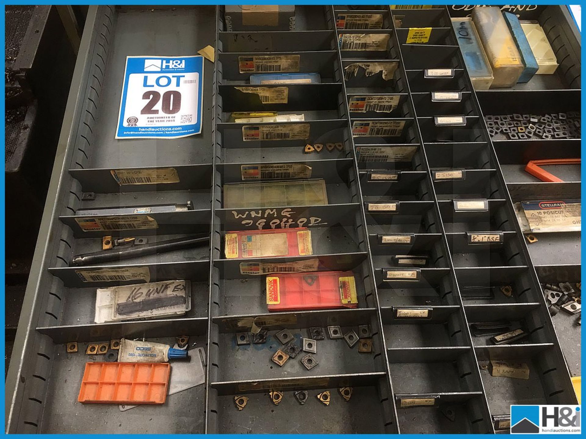 Quantity of carbide cutting tips. Drawers not included Appraisal: Viewing Advised Serial No: NA