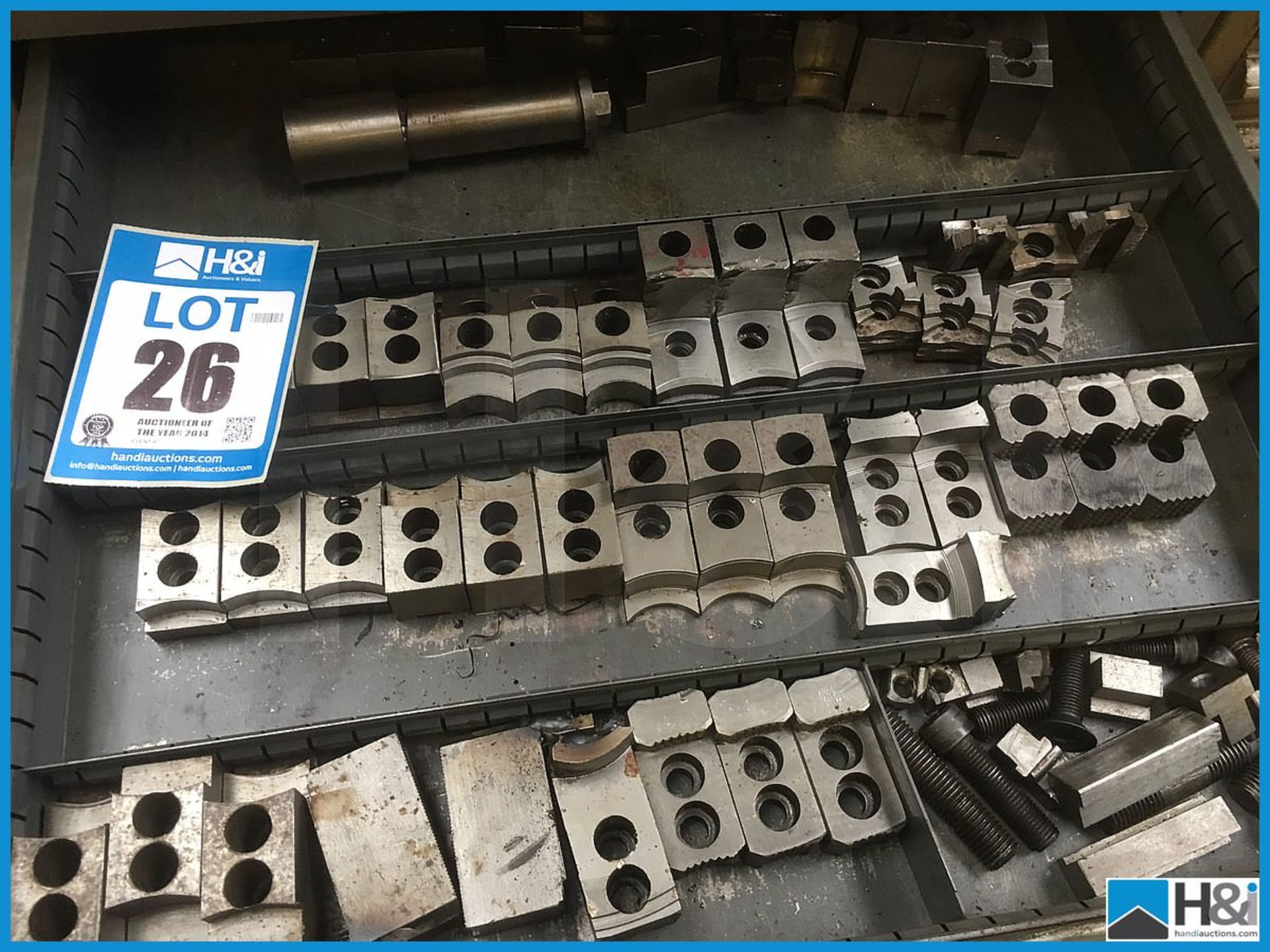 Quantity of assorted engineering chuck jaws. Drawers not included Appraisal: Viewing Advised - Image 3 of 3