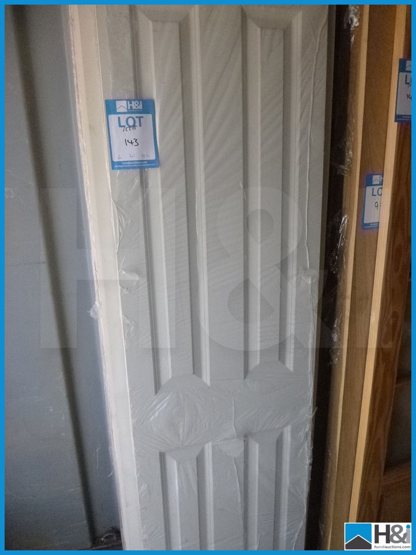 6 Off - White 4 Panel Doors, 78X24 78X21 Appraisal: Viewing Essential Serial No: NA Location: H&I