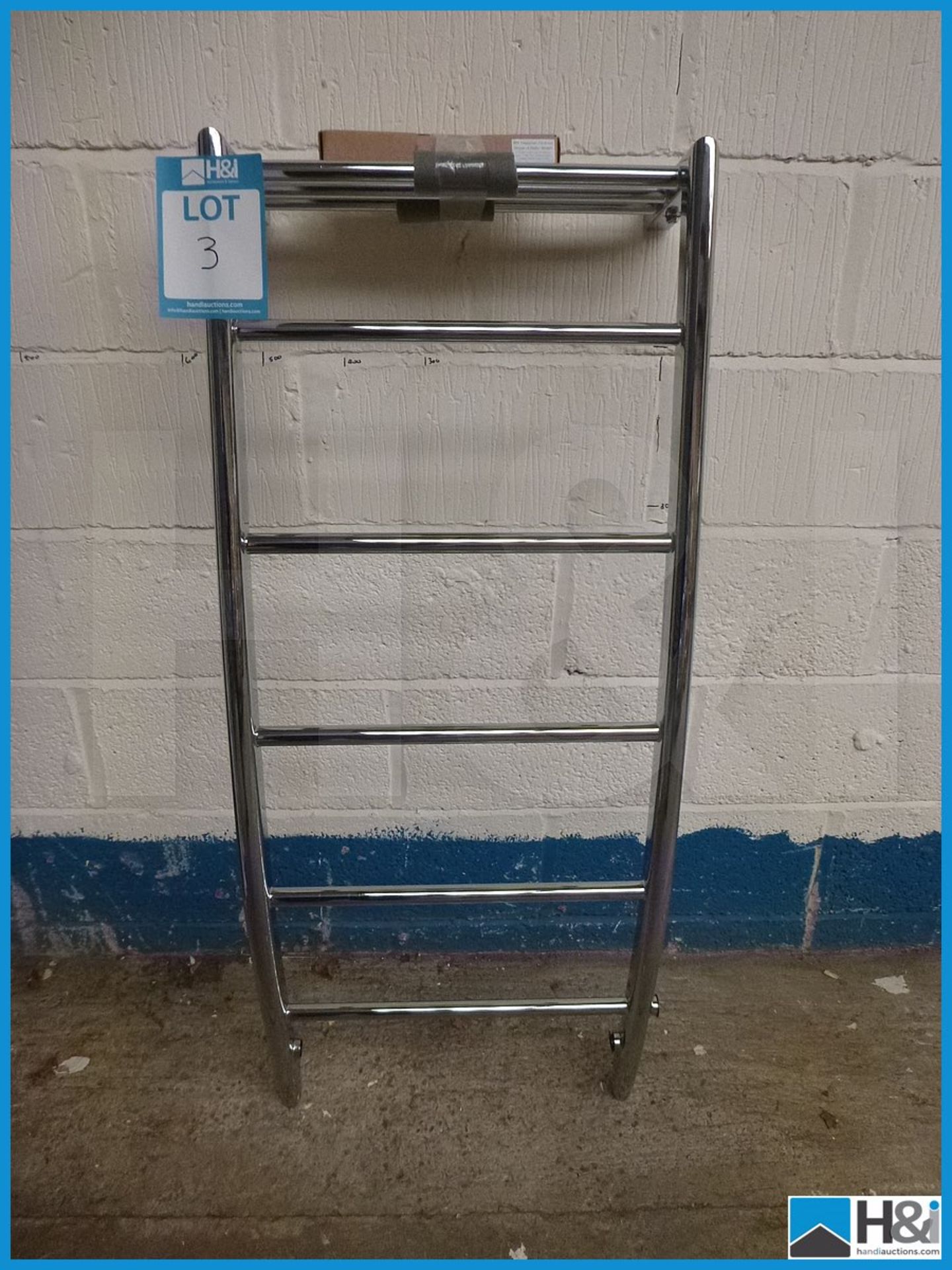 Vogue Curved Designer Chrome Towel Rail, 1200X500, Unused Appraisal: Viewing Essential Serial No: NA