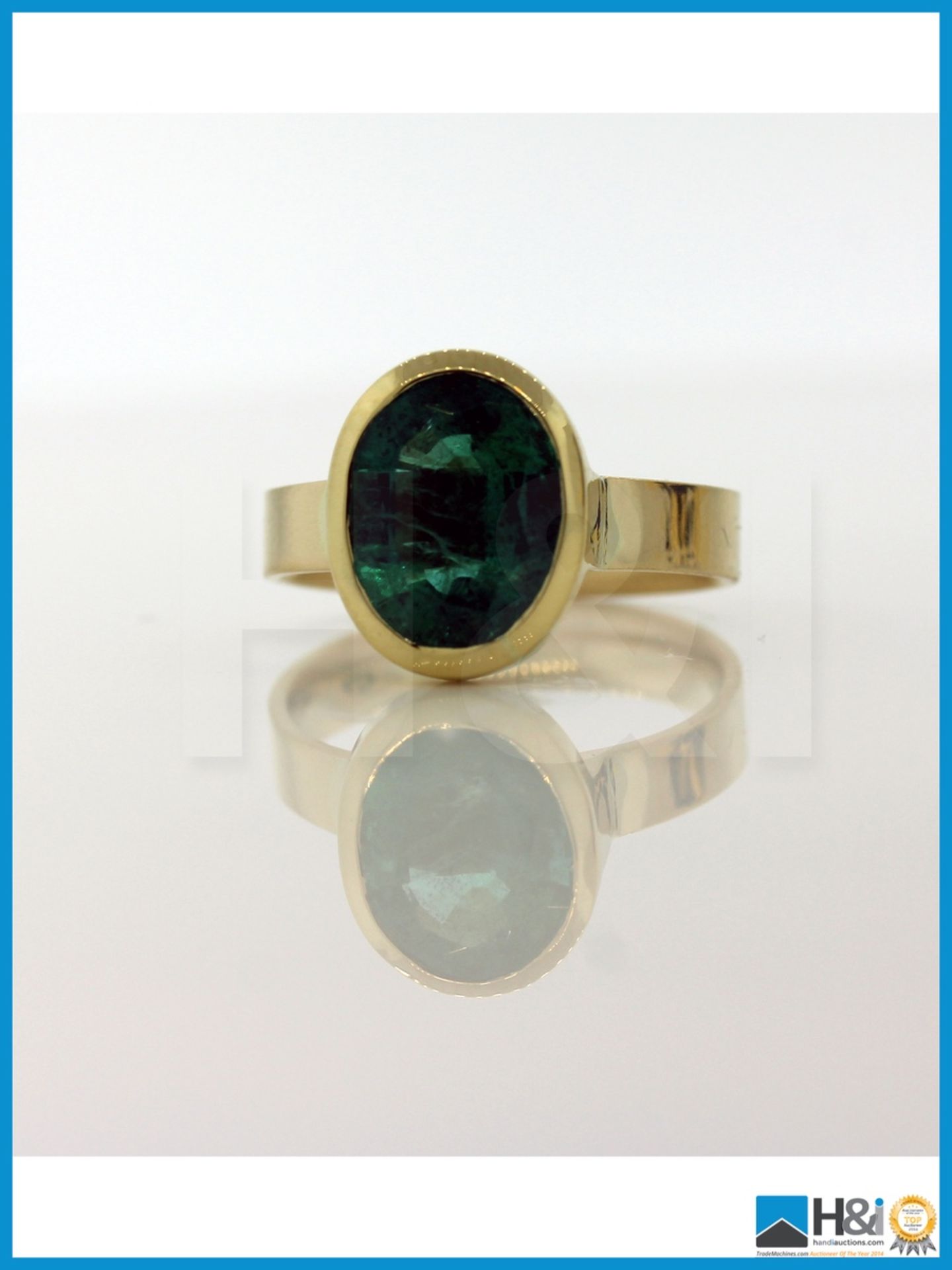 Ref: 11774. 18ct yellow Gold 3.50ct Rare Zambian Emerald in a hand made Solo Collection Setting