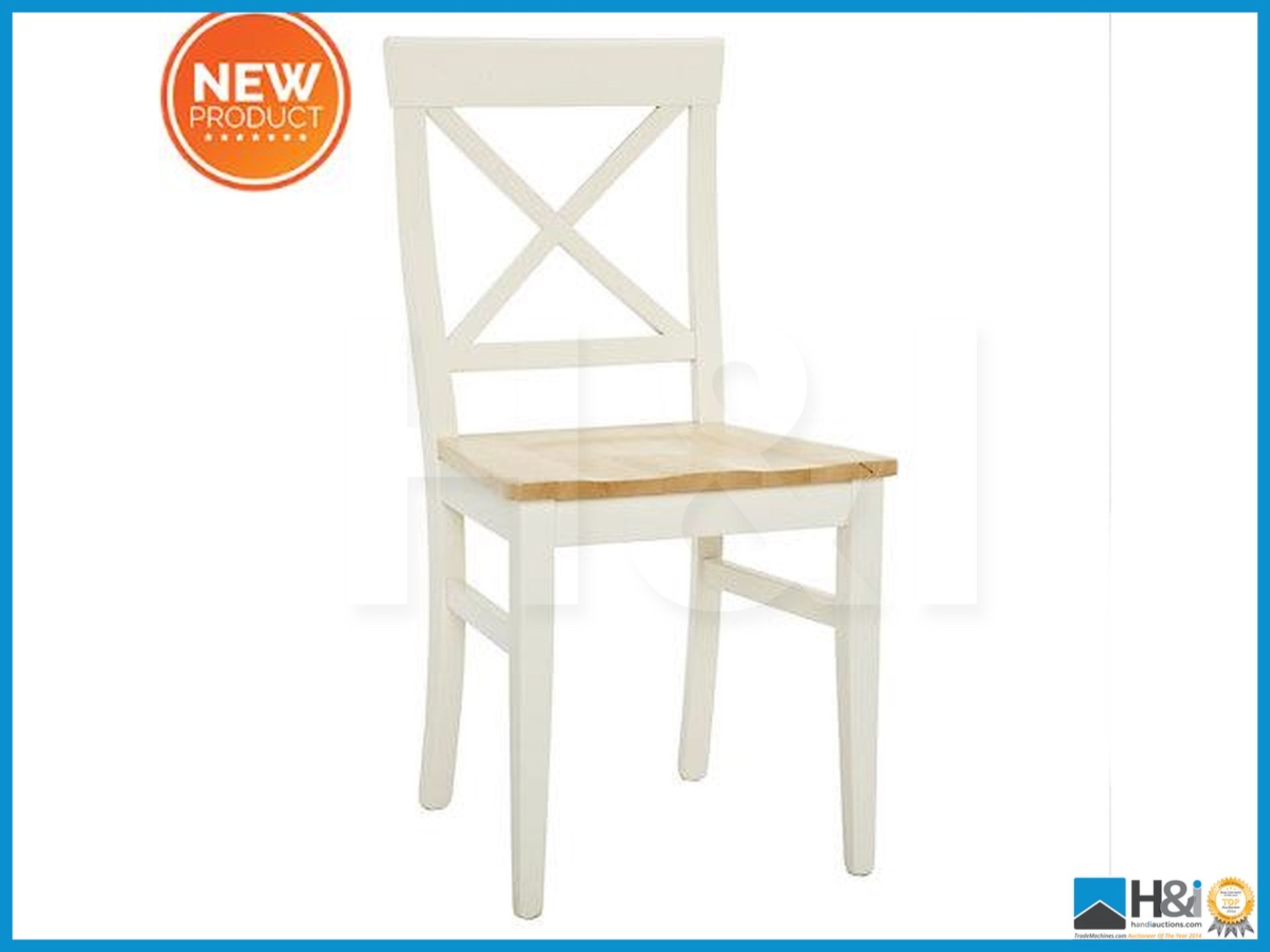 NEW IN BOX AXXON PAIR DINING CHAIRS [CREAM/OAK] 94 x 43 x 53cm RRP £155 Appraisal: Viewing Essential