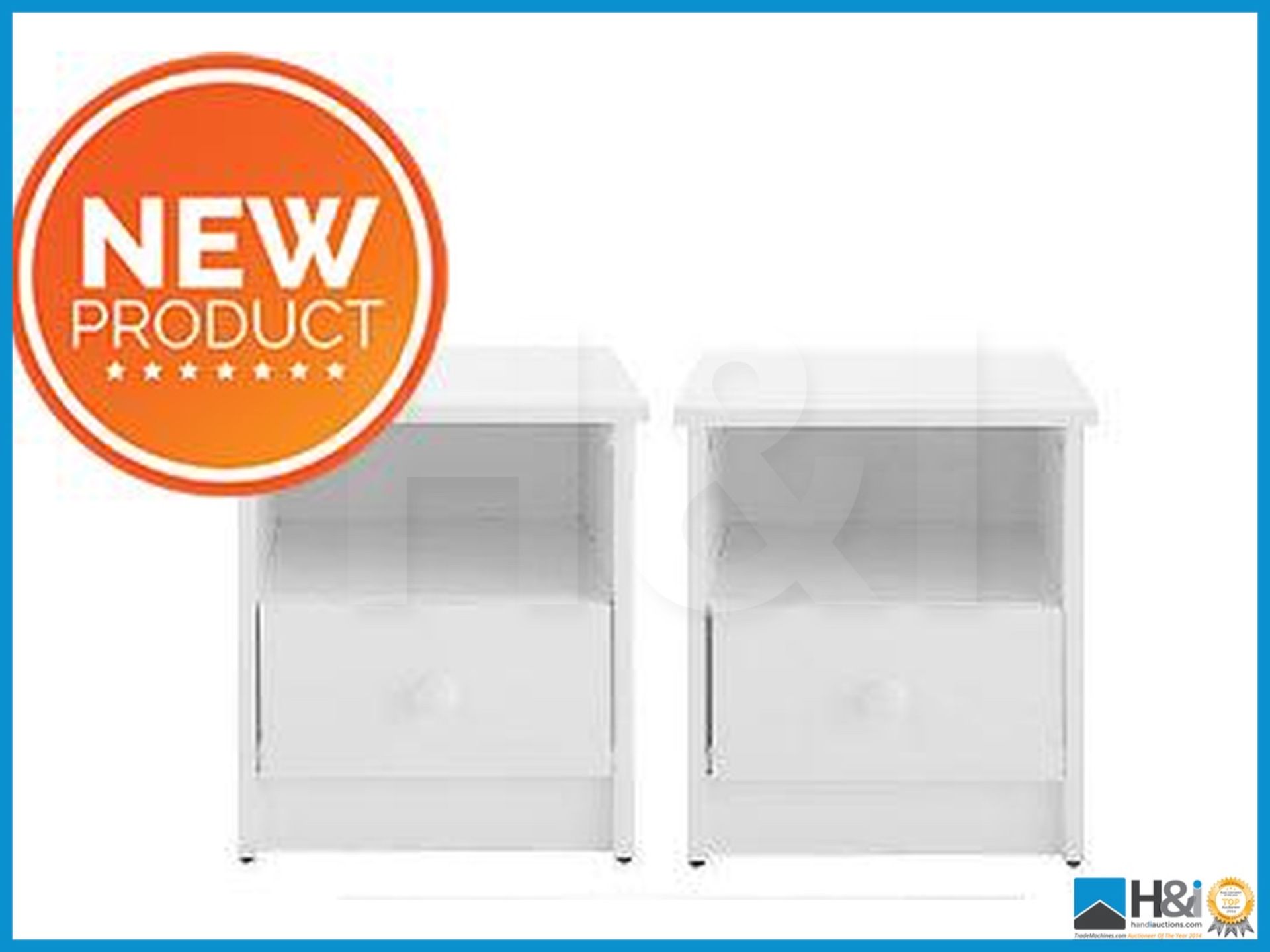 NEW IN BOX MARLOW PAIR BEDSIDE [WHITE] 47 x 42 x 40cm RRP £155 Appraisal: Viewing Essential Serial