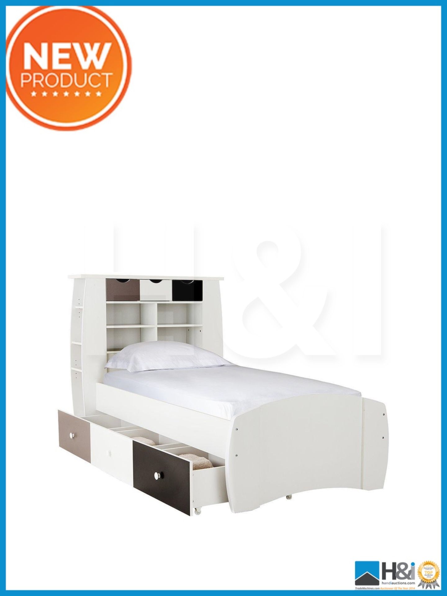 NEW IN BOX LADYBIRD ORLANDO SINGLE 3DRAWER BED [BLACK/SILVER] 121 x 116 x 222cm RRP £389