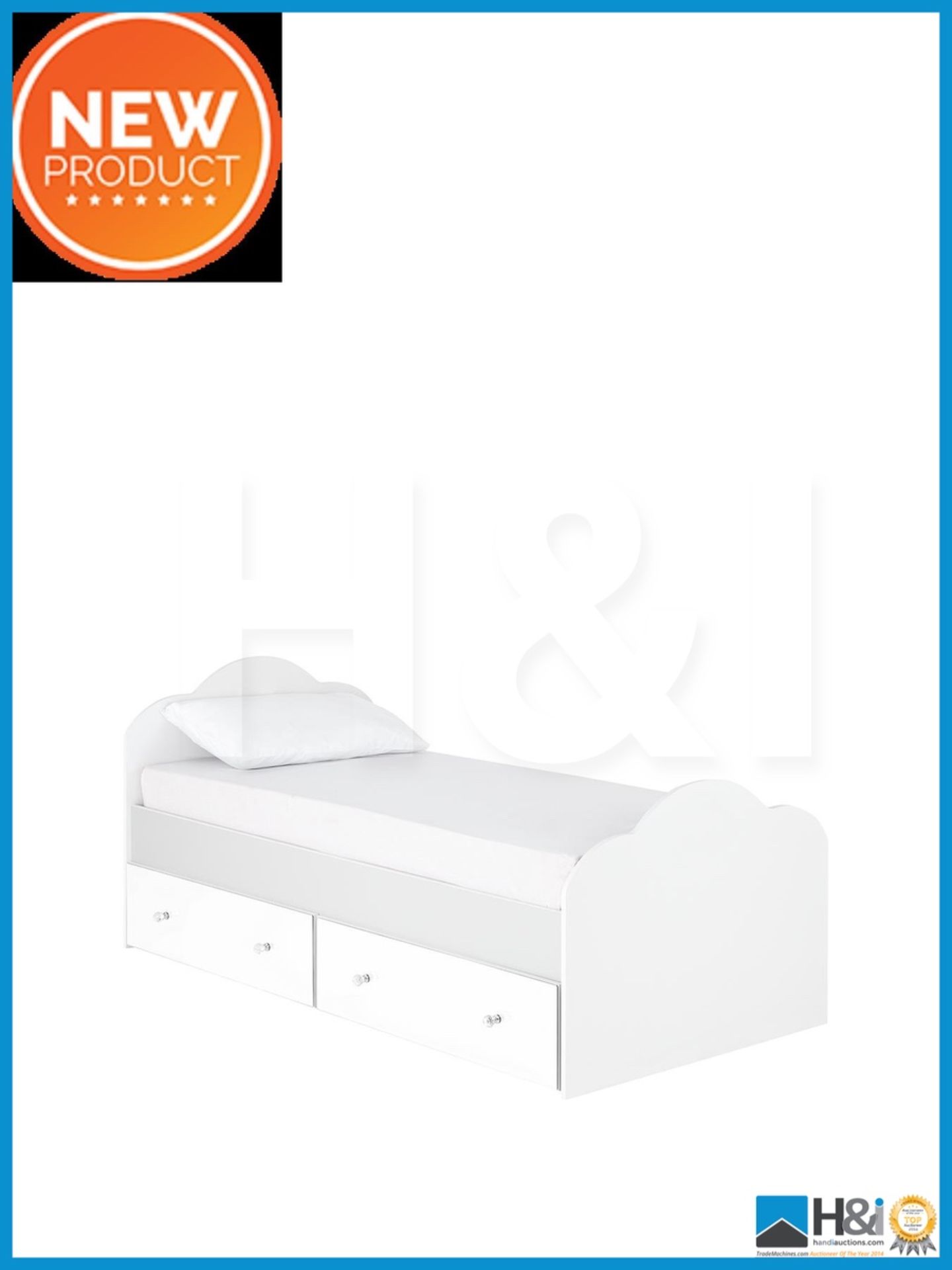 NEW IN BOX REBECCA SINGLE 2DRAWER BED [WHITE] 91 x 99 x 194cm RRP £298 Appraisal: Viewing