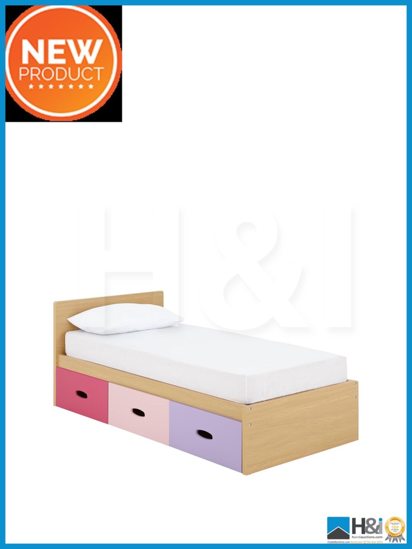 DAMAGED BOX ITEM A1 LADYBIRD HARLEY SINGLE 3DRAWER STORAGE BED [PINK] 80 x 102 x 200cm RRP £298